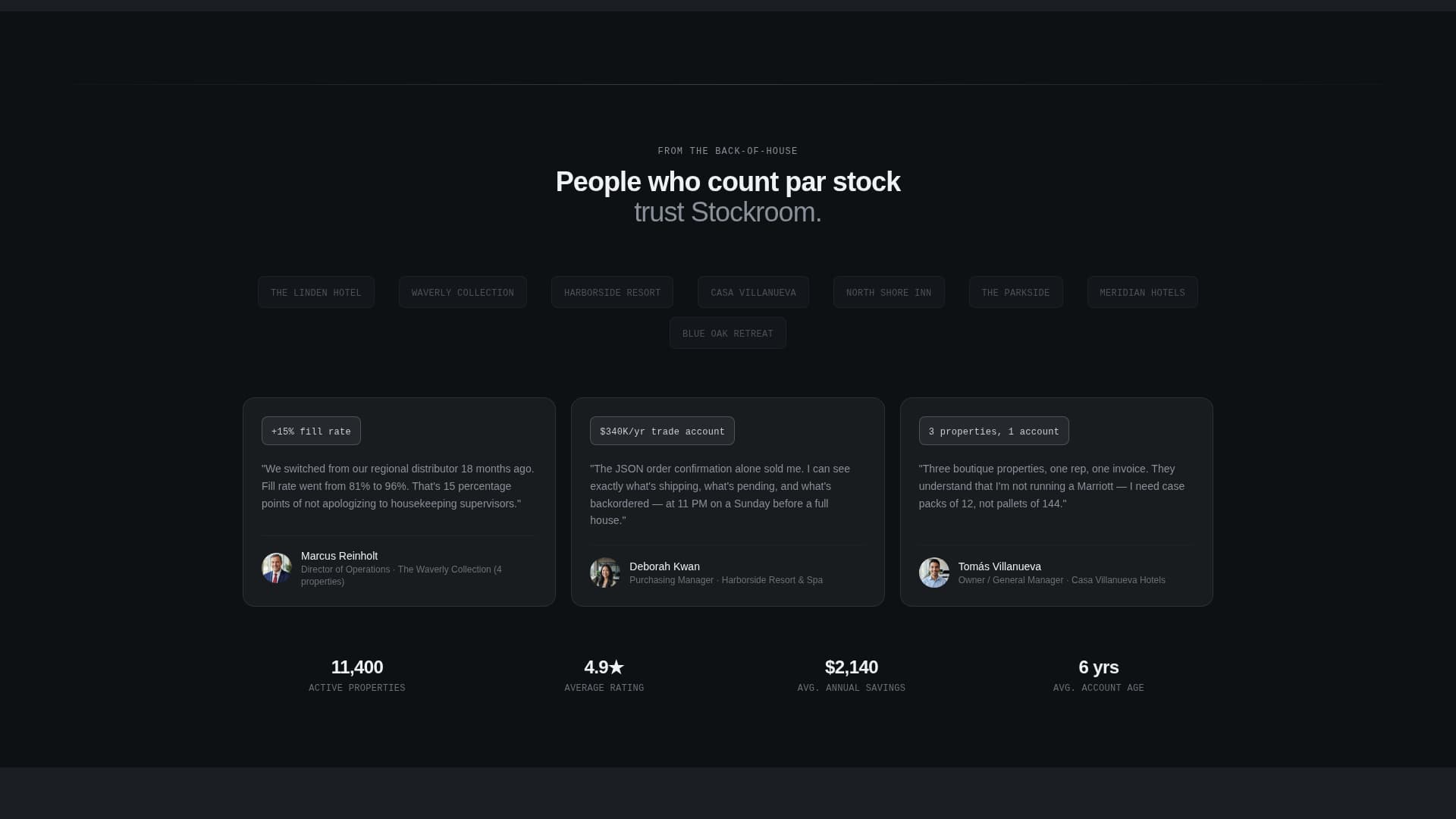 Stockroom - High-Impact Hospitality Landing Page Template