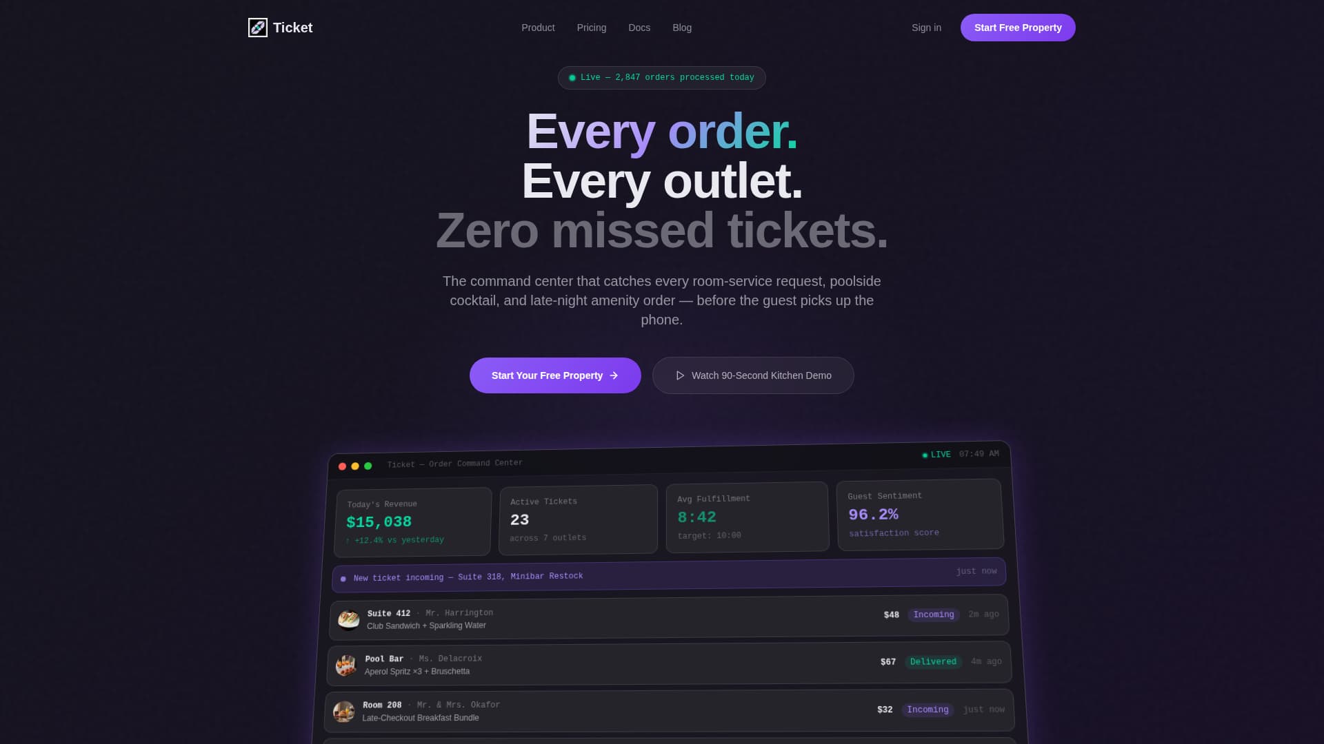 Ticket - Powerful Hospitality Landing Page Template