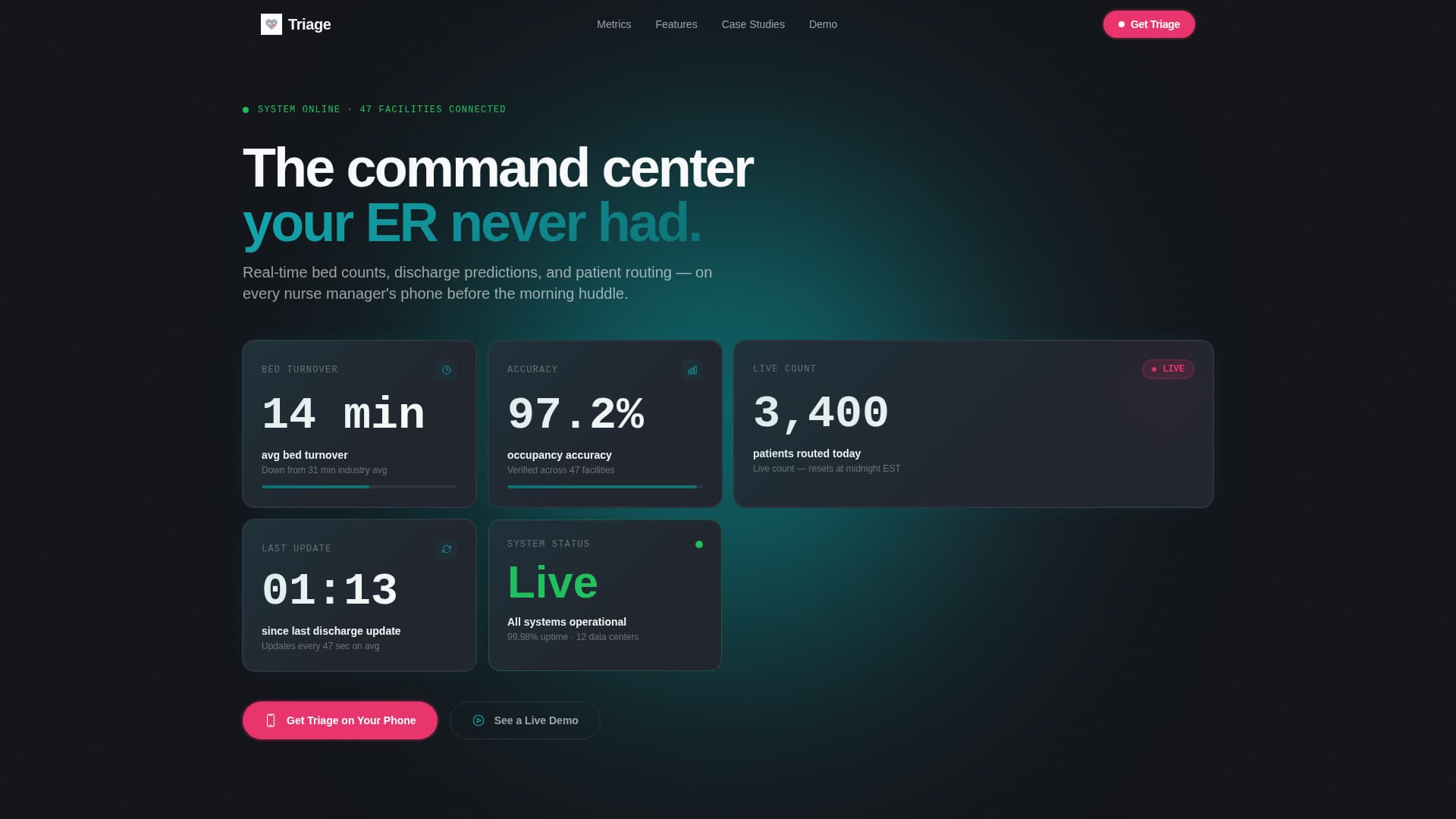 Triage - Realtime Patient Management Landing Page Template