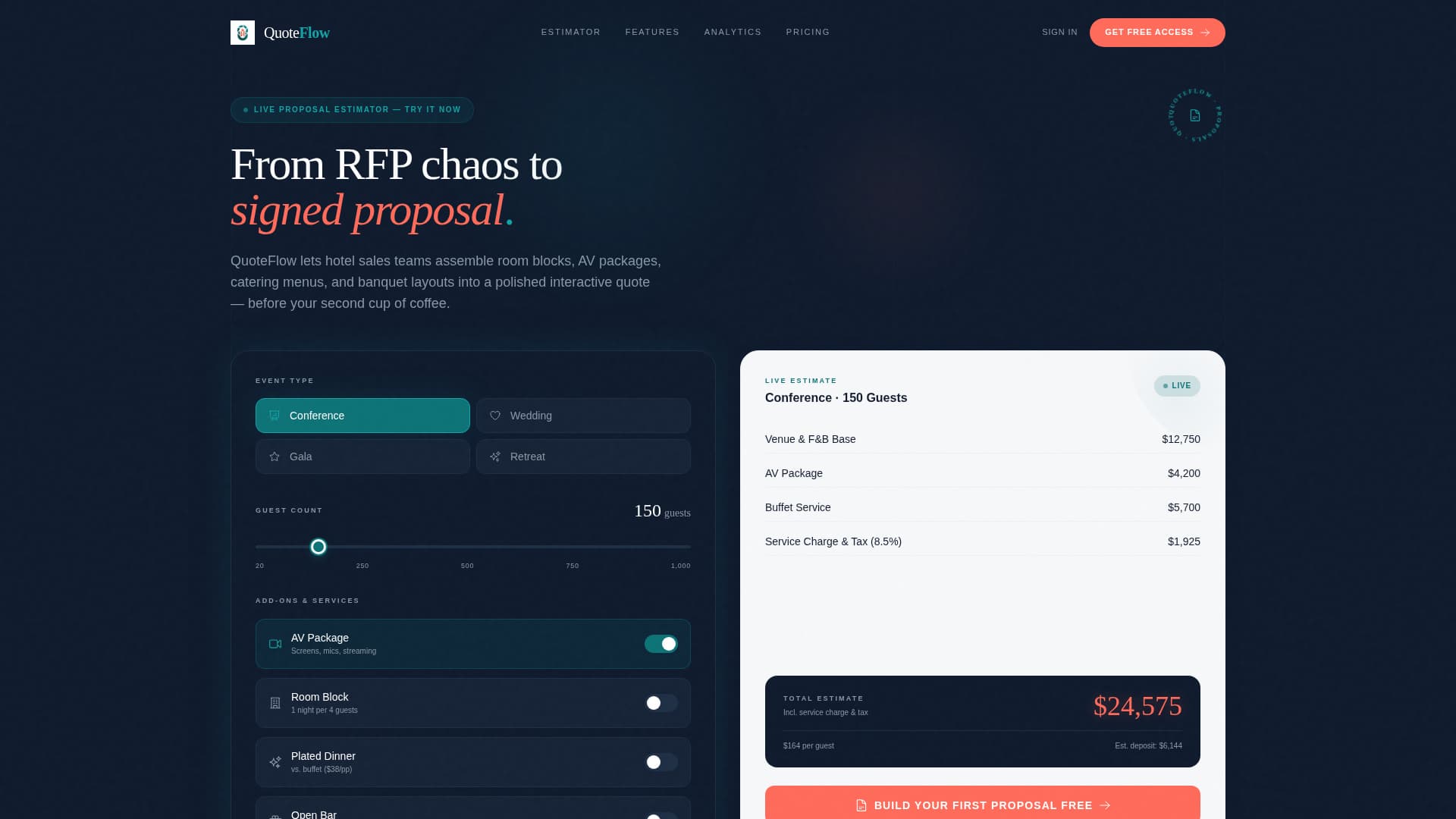 Quoteflow - Powerful Hospitality Landing Page Template