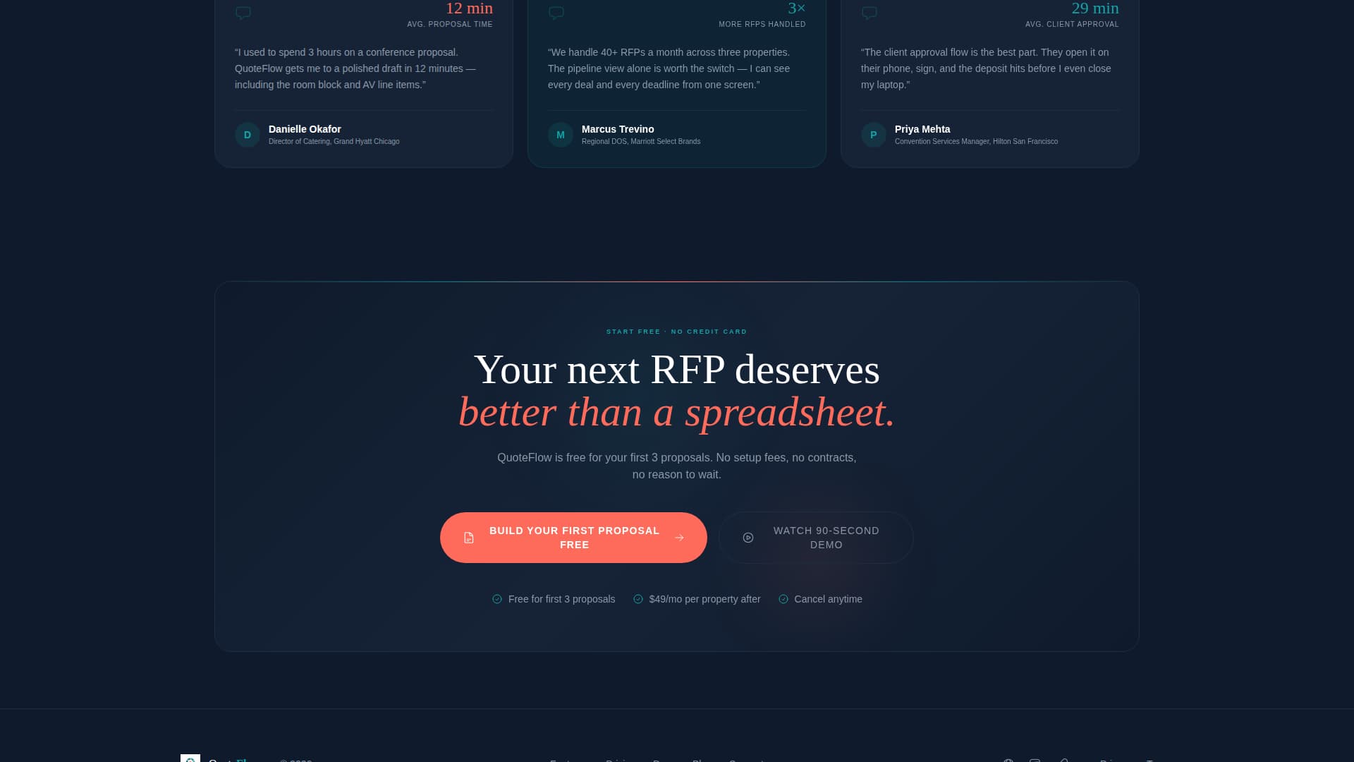 Quoteflow - Powerful Hospitality Landing Page Template