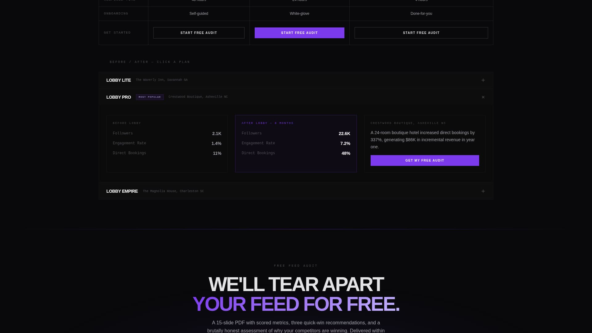 Lobby - Bold Hospitality Landing Page Template