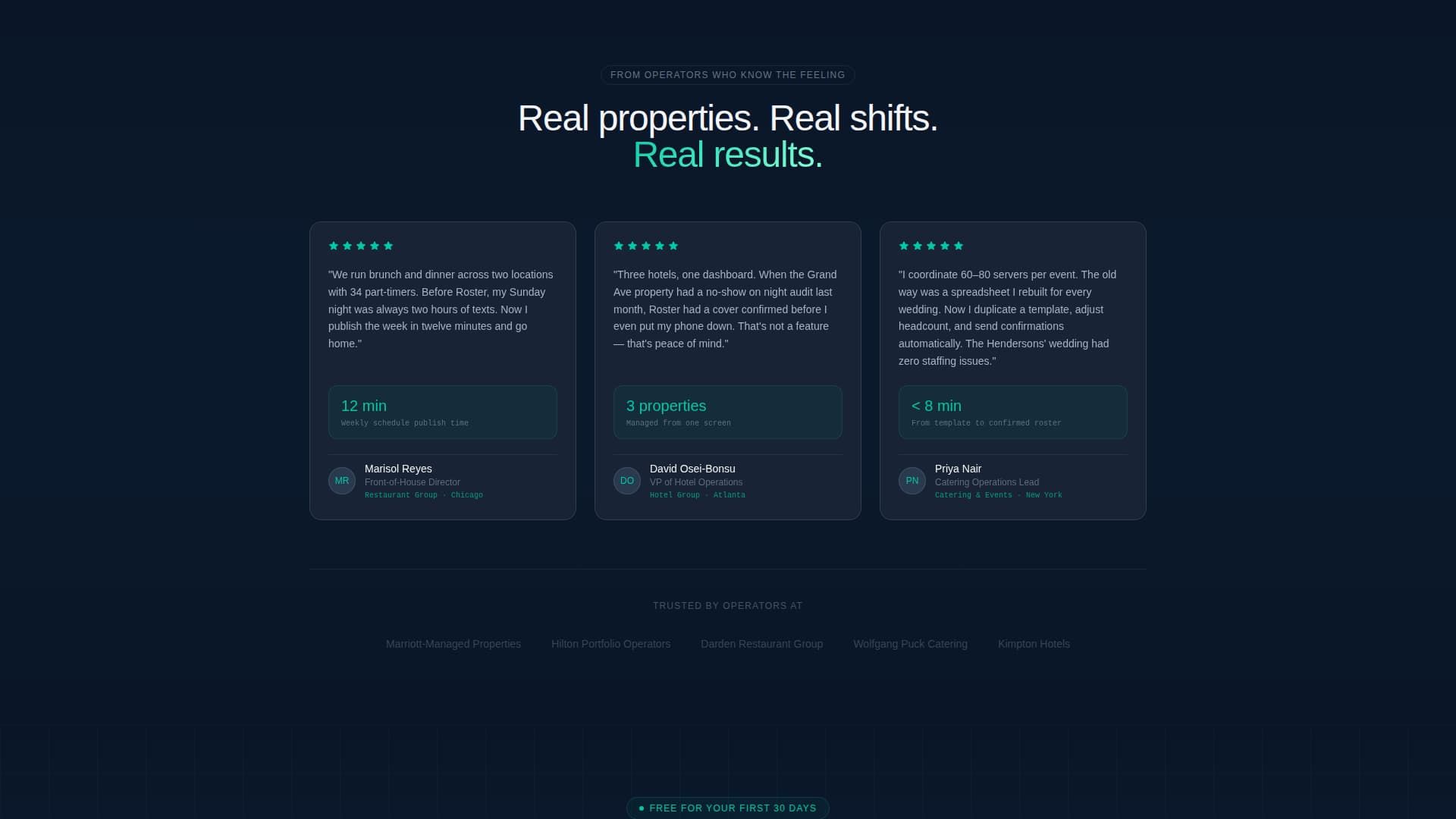 Roster - Seamless Scheduling Landing Page Template