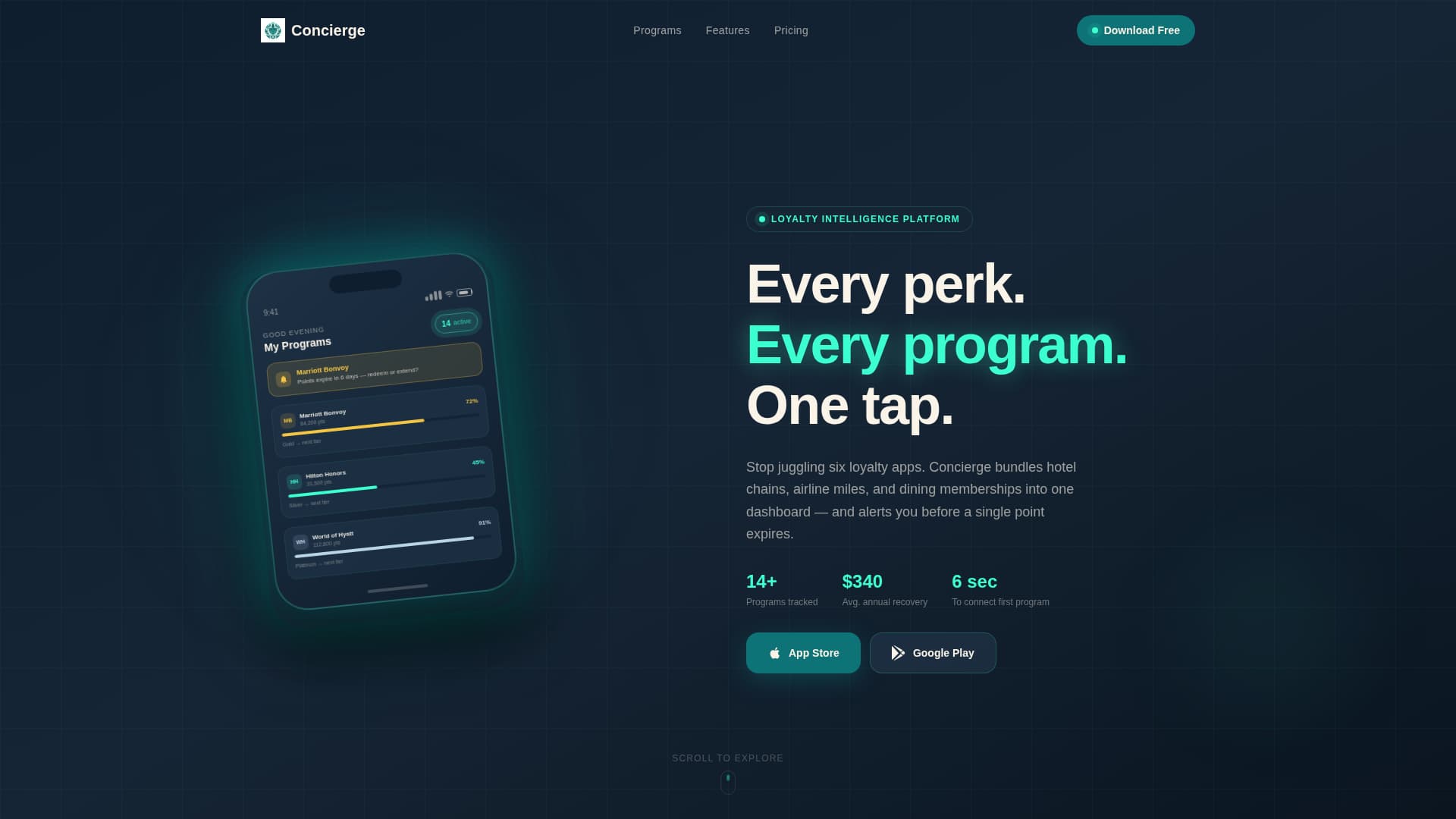Concierge - Seamless Loyalty Landing Page Template