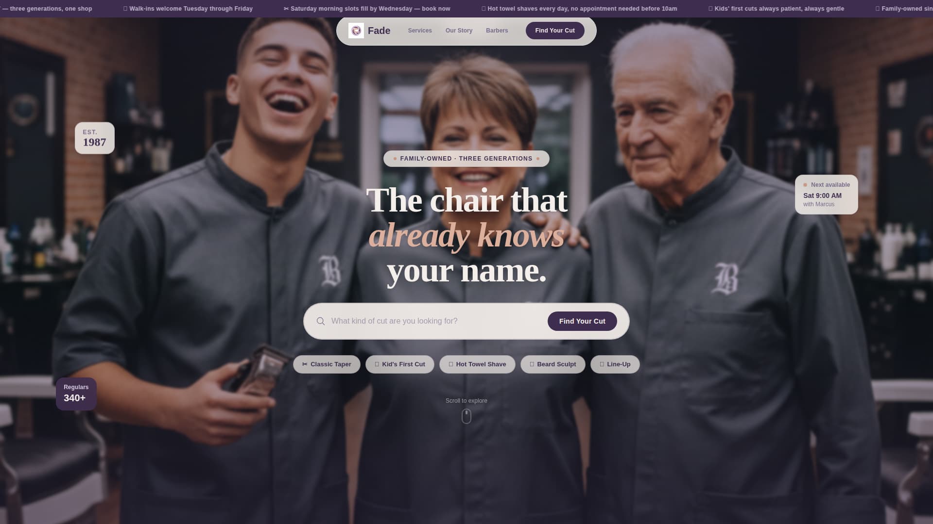 Family-Owned Business Booking Website Template
