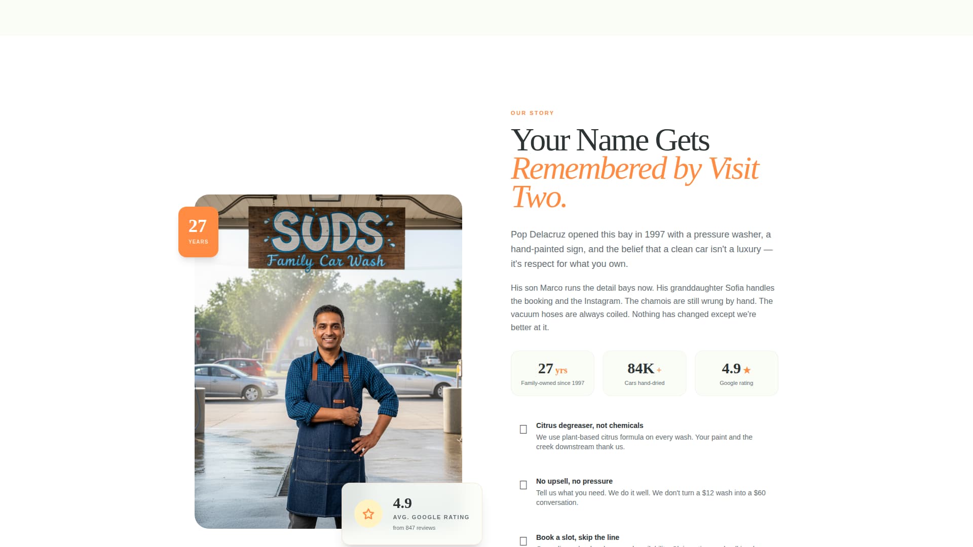 Family-Owned Business Specialist Booking Website Template