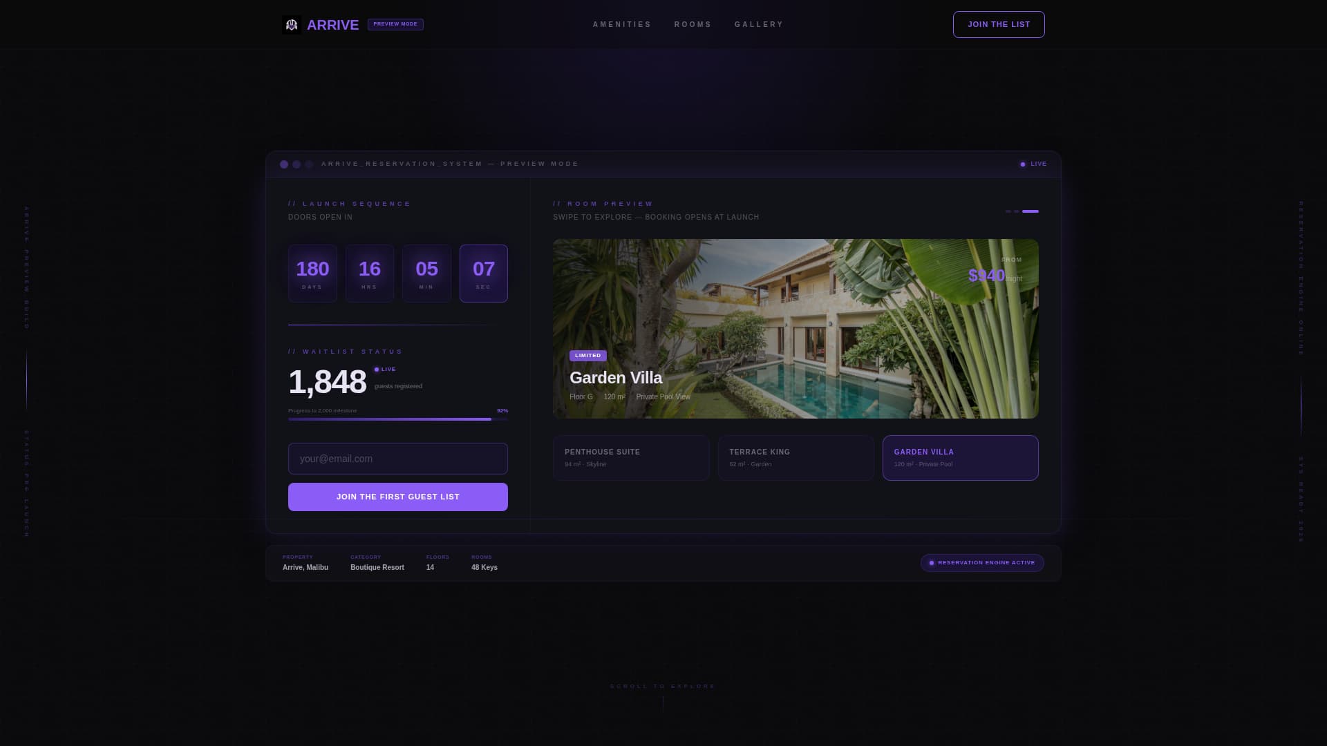 Arrive - Exclusive Hotel Landing Page Template