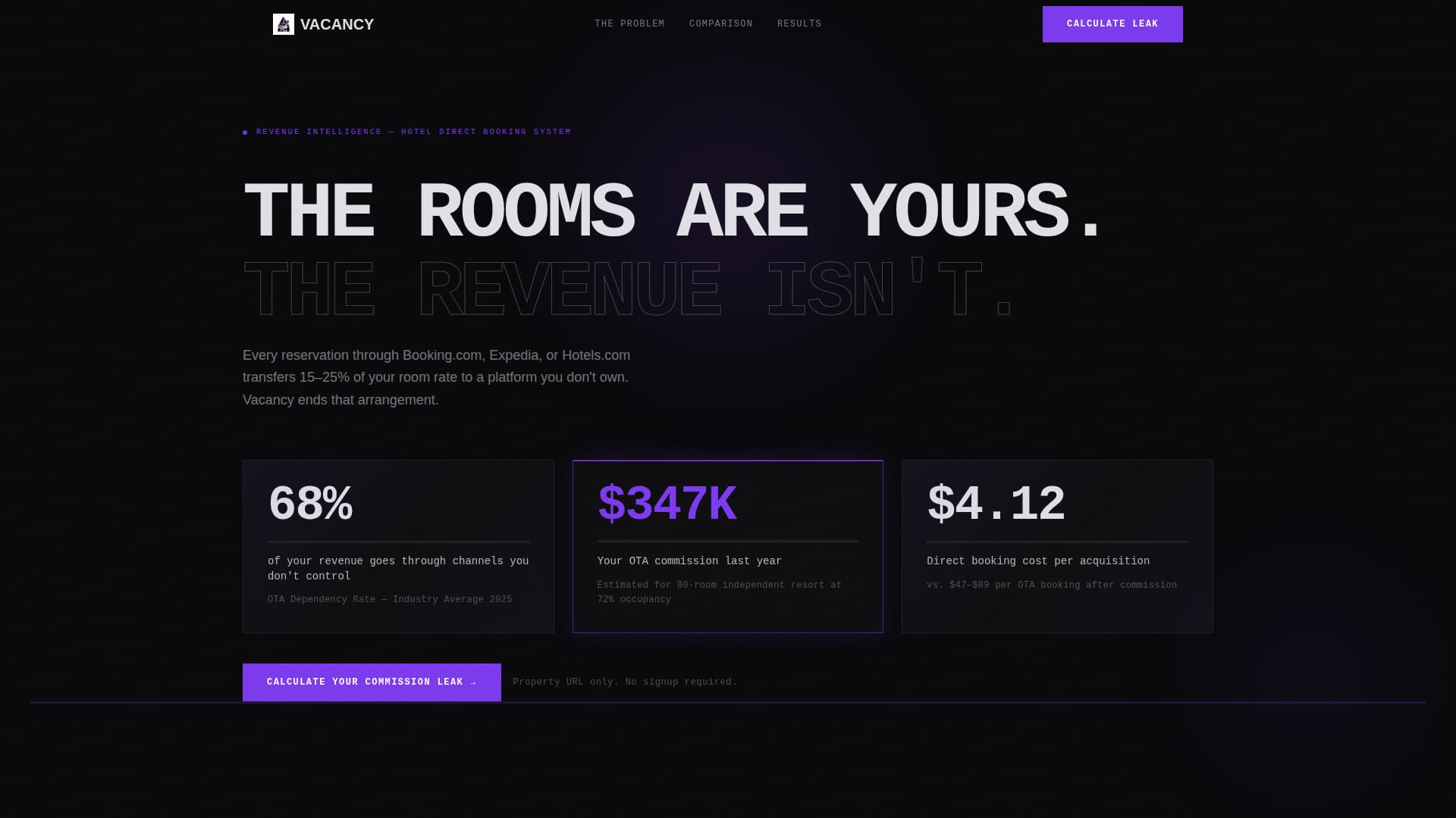 Vacancy - Brutalist Hotel Landing Page Template
