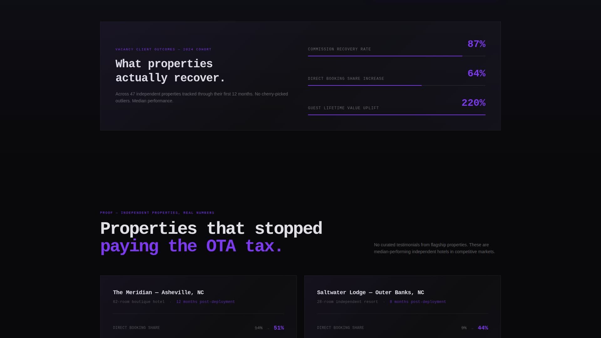 Vacancy - Brutalist Hotel Landing Page Template