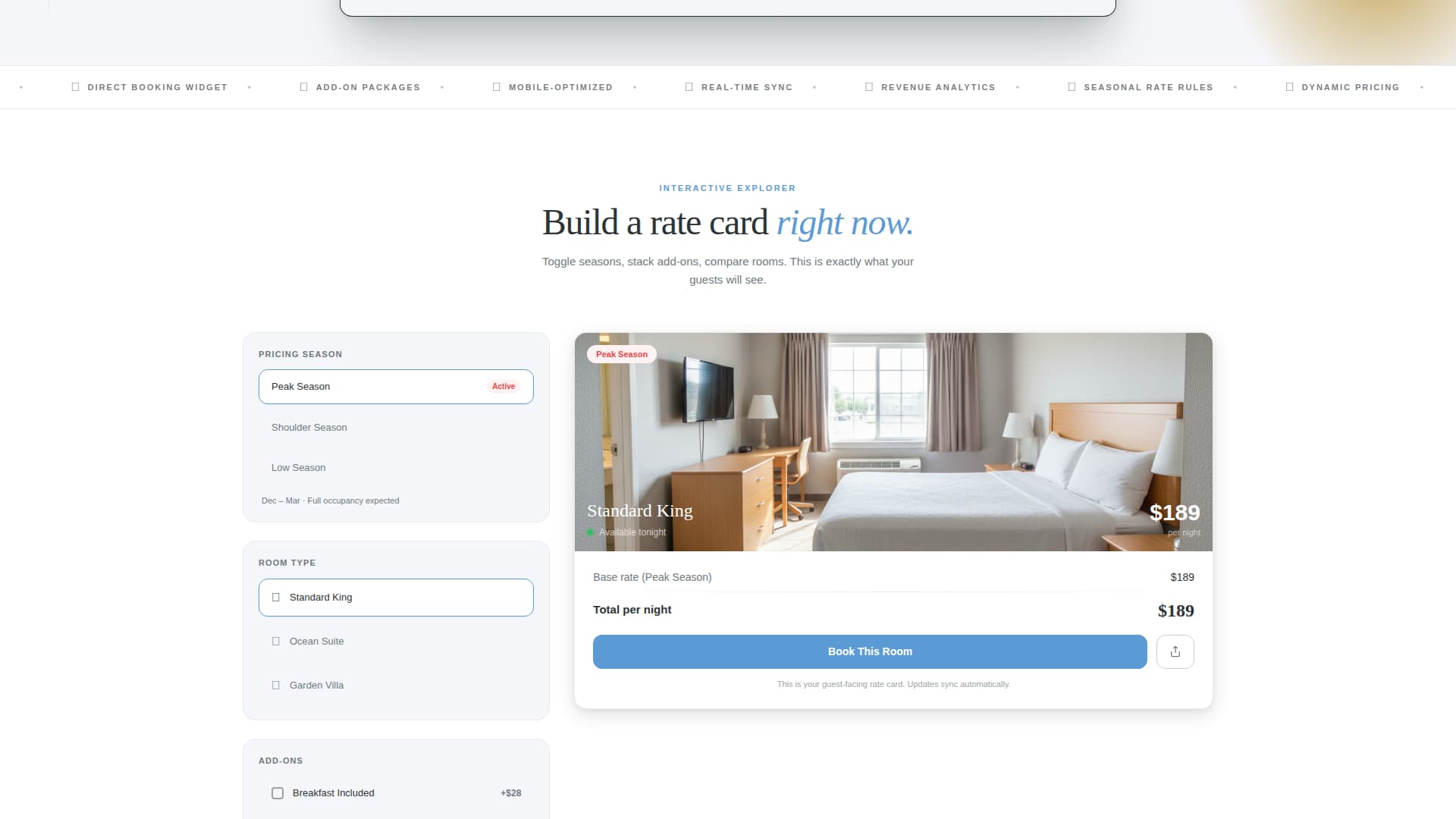 Tariff - Elegant Hotel Landing Page Template