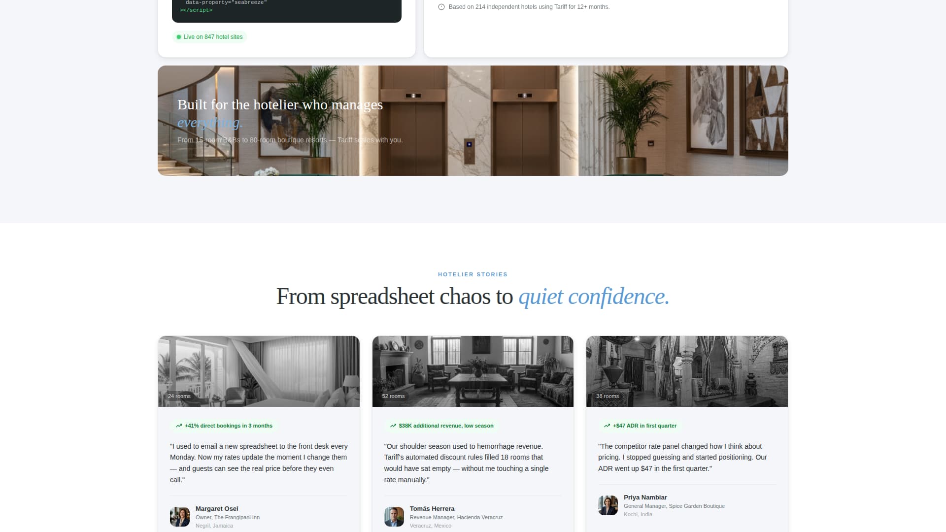 Tariff - Elegant Hotel Landing Page Template
