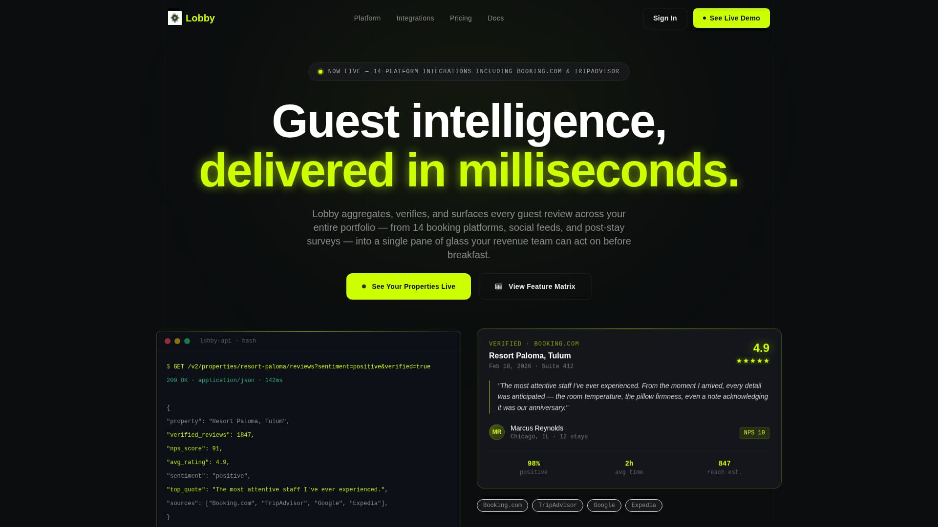 Lobby - Verified Hospitality Landing Page Template