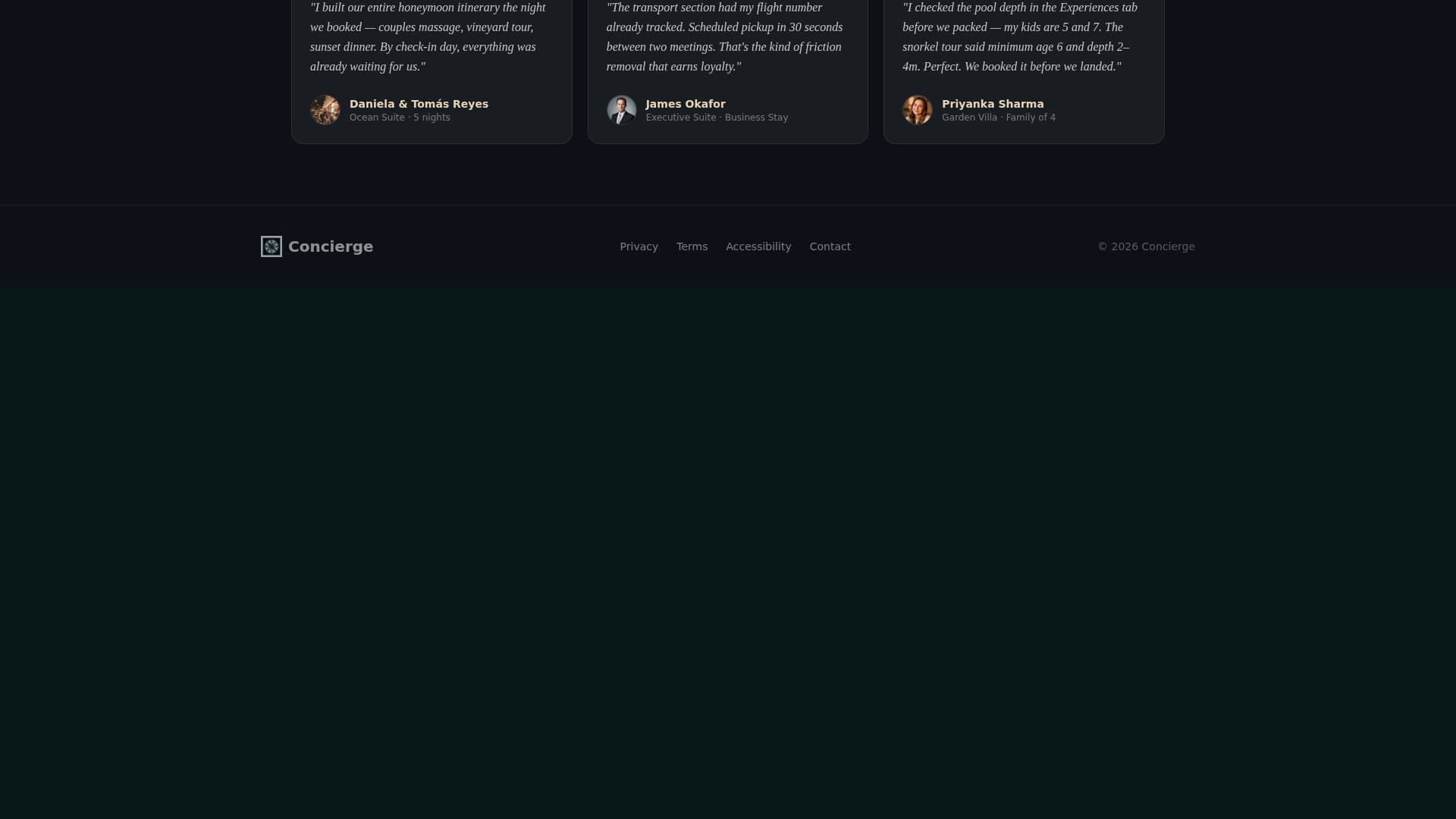 Concierge - Interactive Resort Landing Page Template