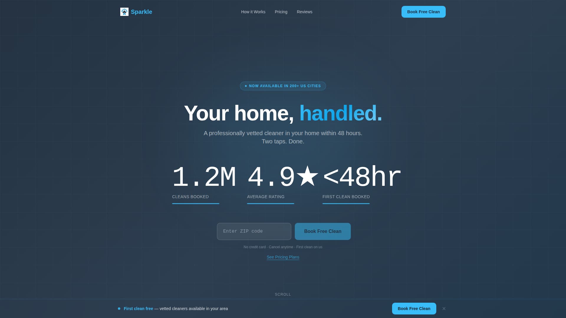 Sparkle - Vetted Cleaning Landing Page Template
