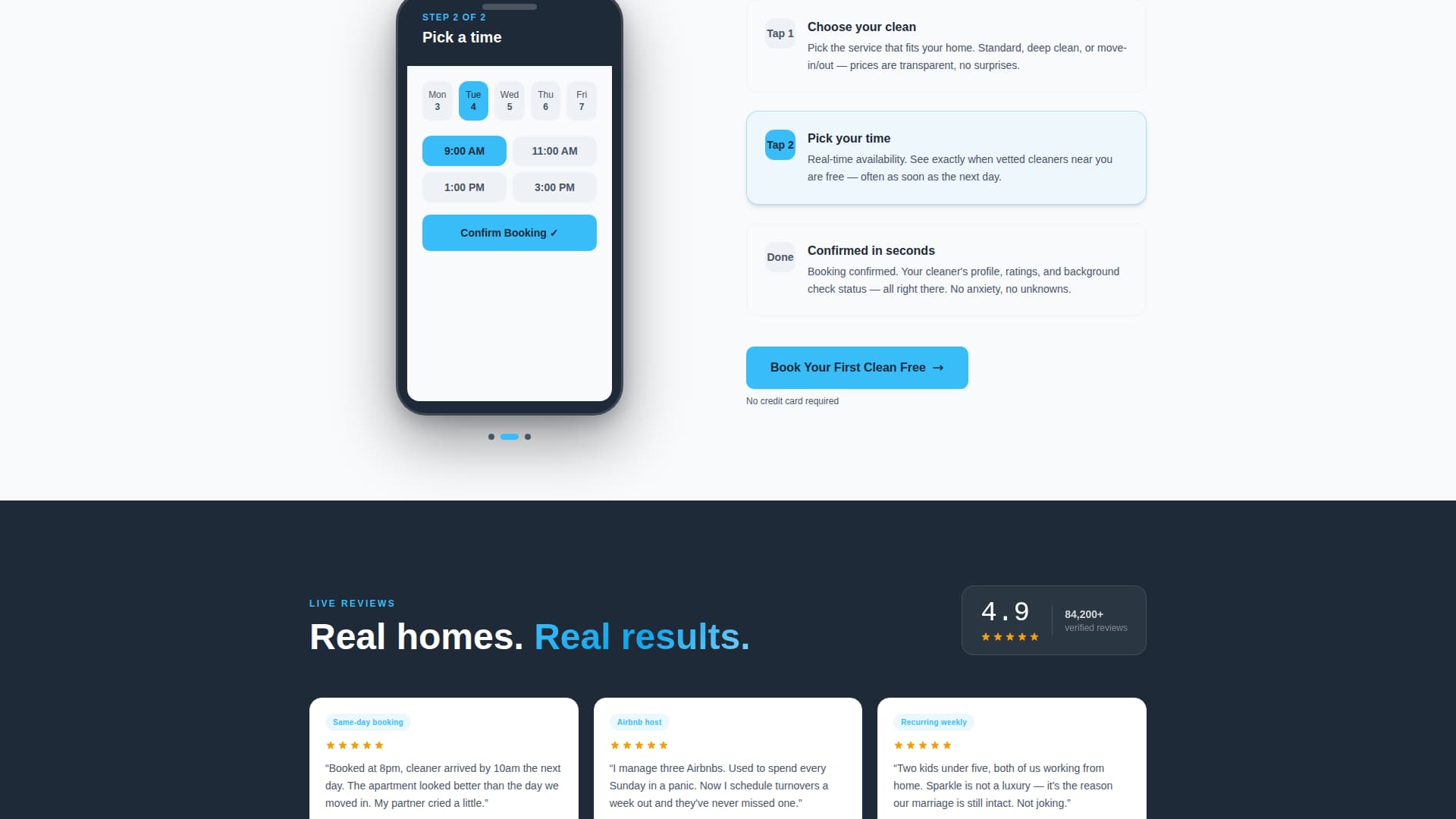 Sparkle - Vetted Cleaning Landing Page Template
