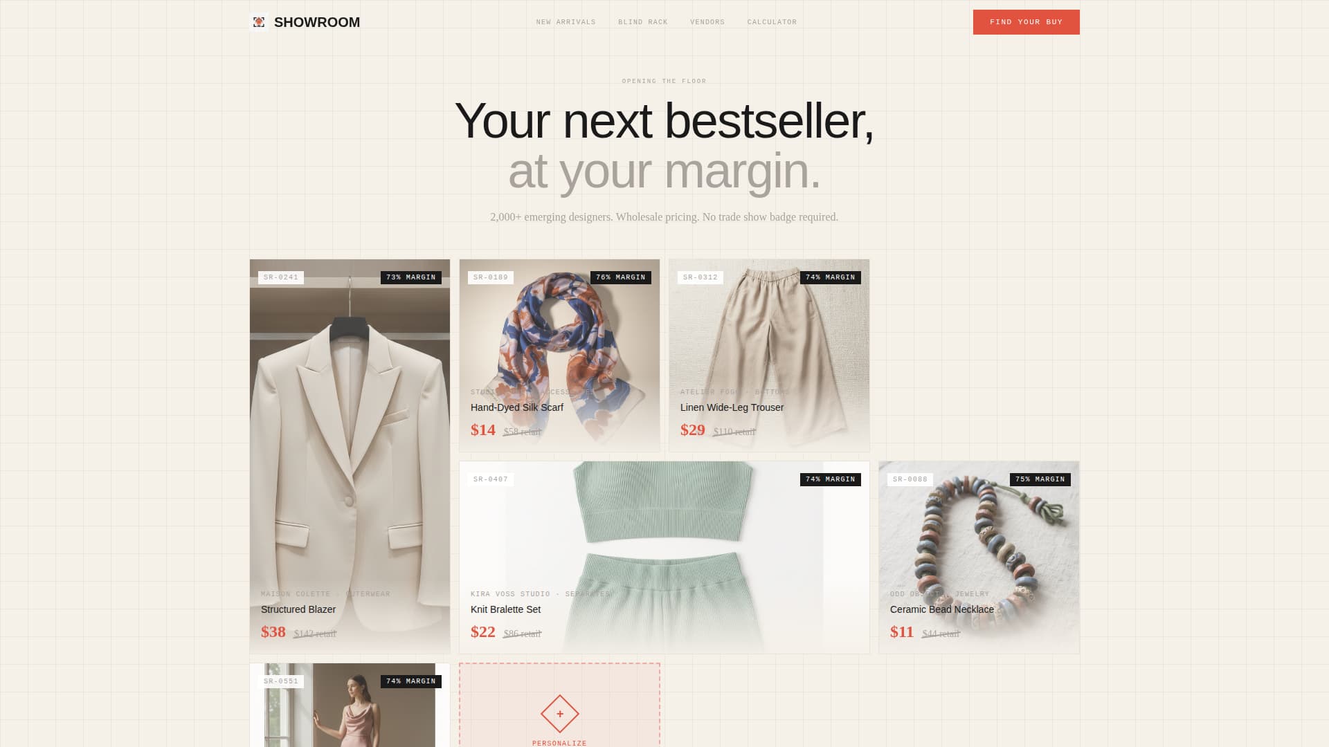 Showroom - Curated Wholesale Landing Page Template
