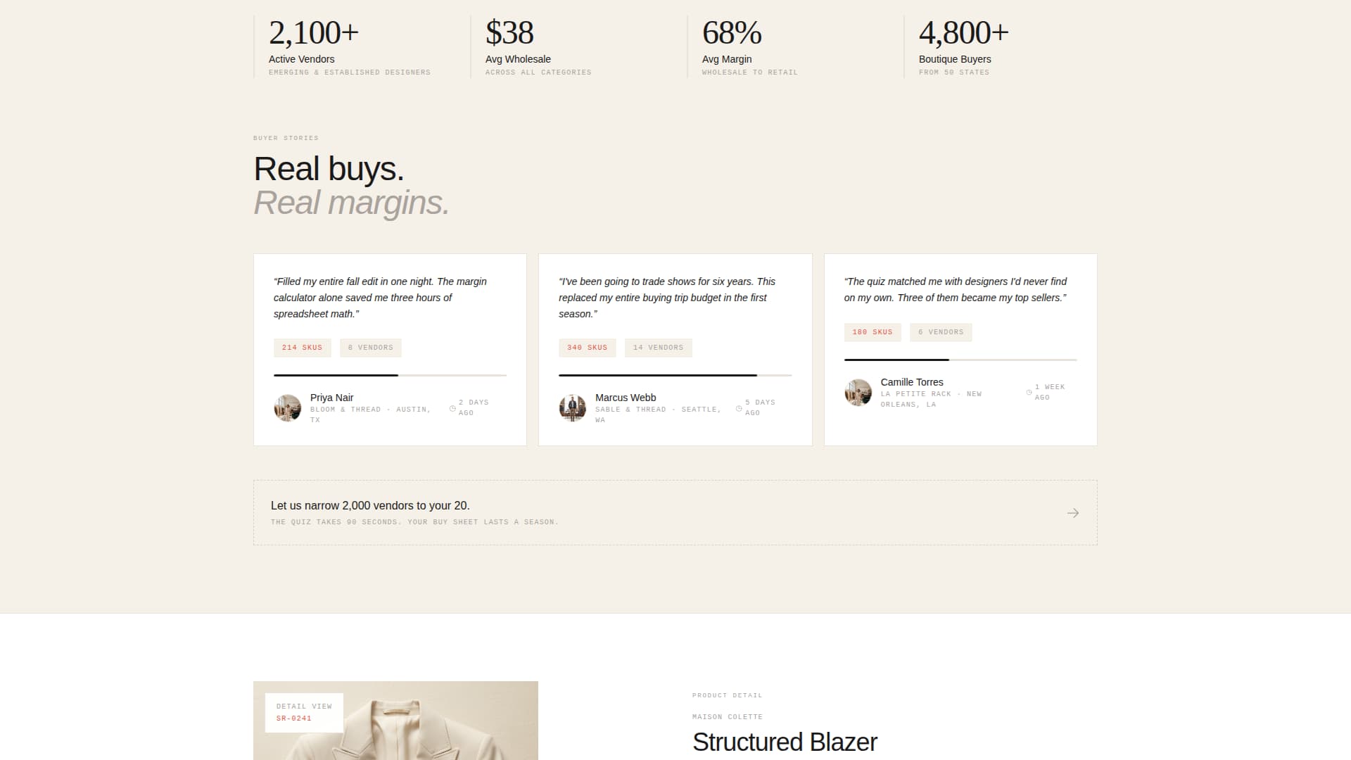 Showroom - Curated Wholesale Landing Page Template