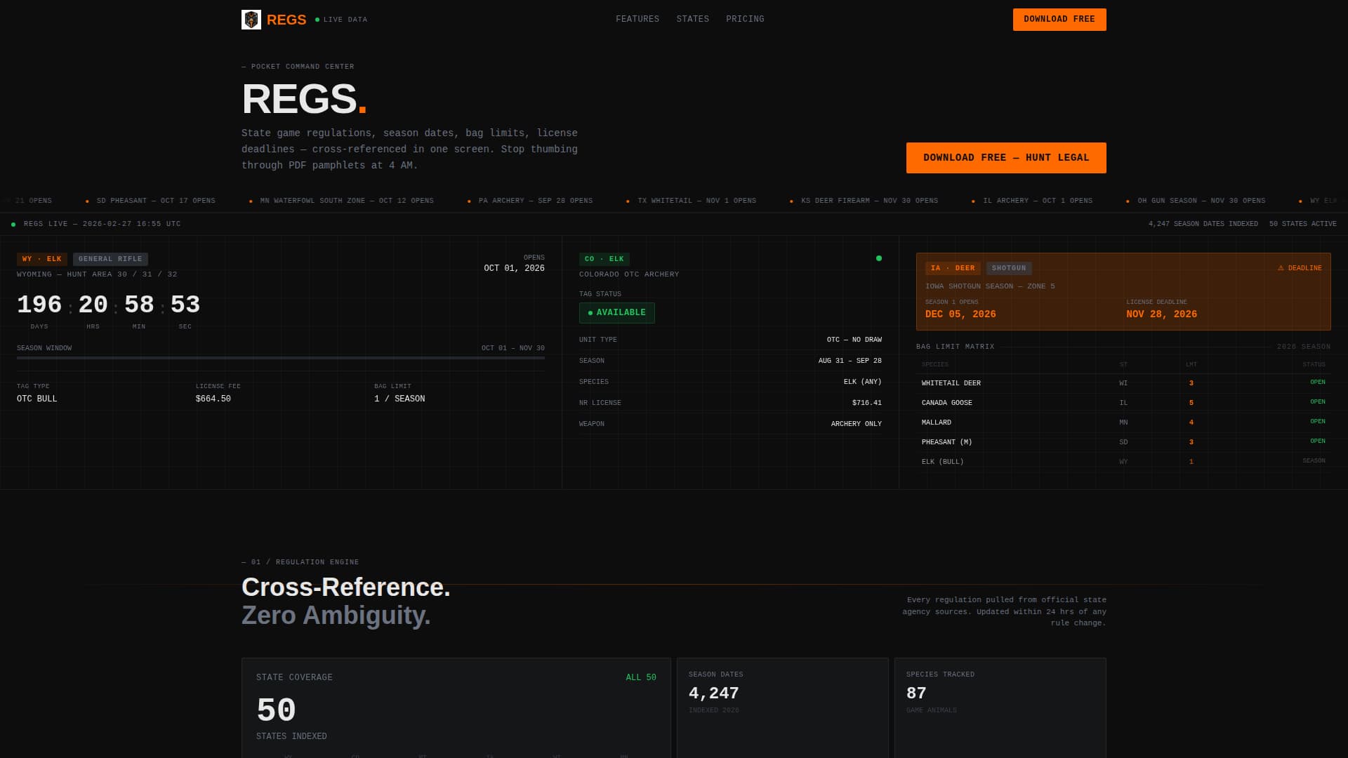 Regs - Precision Hunting Landing Page Template