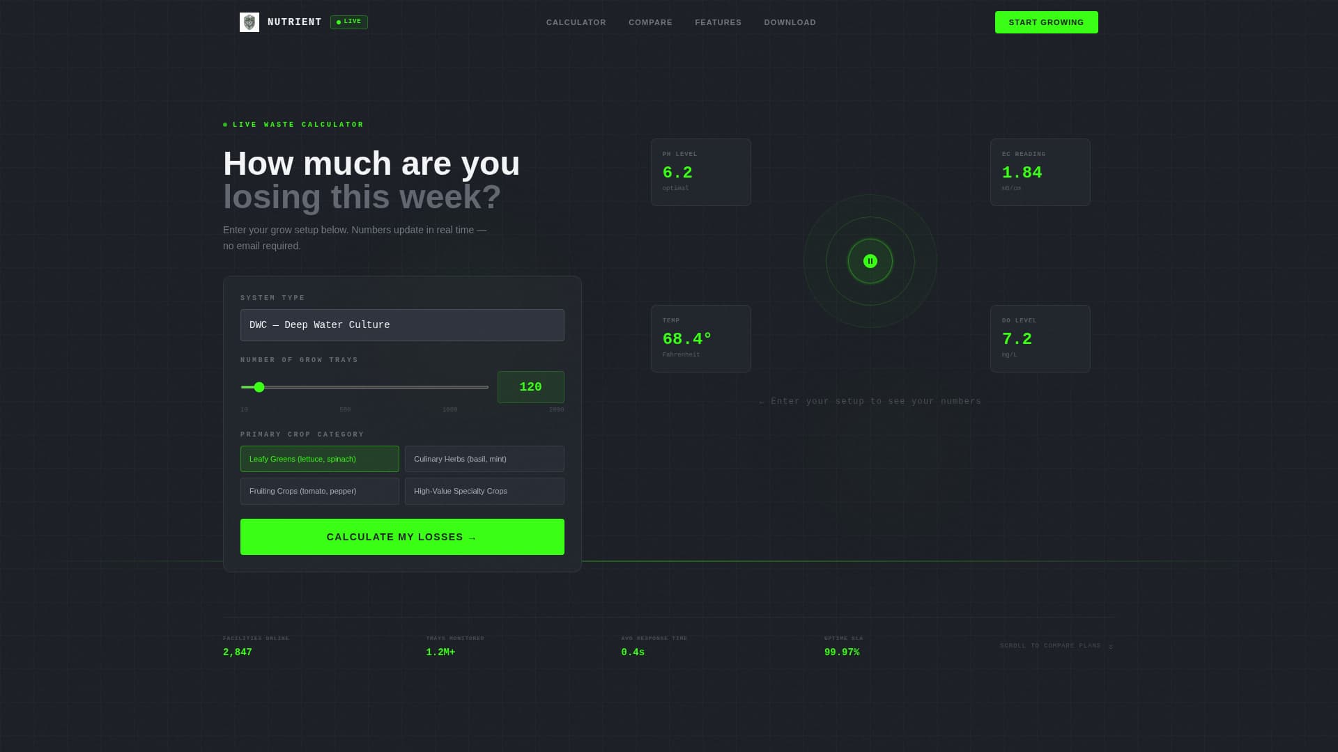 Nutrient - Precision Hydroponics Landing Page Template