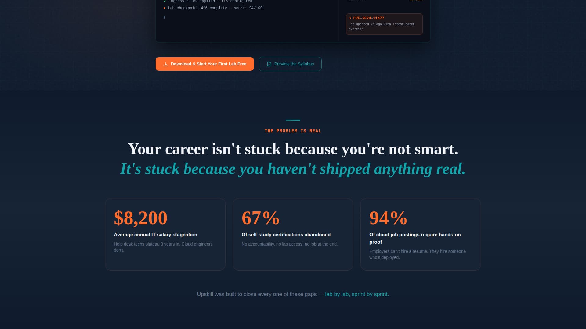 Upskill - Accelerated Ittraining Landing Page Template