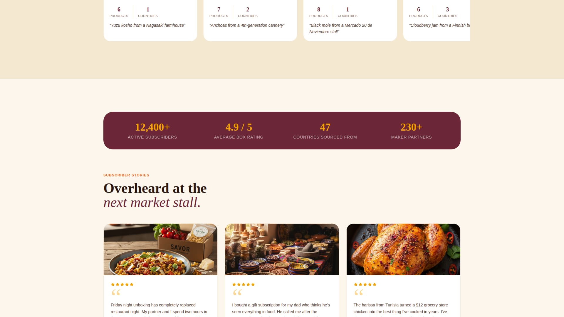 Savor - Curated Gourmet Landing Page Template