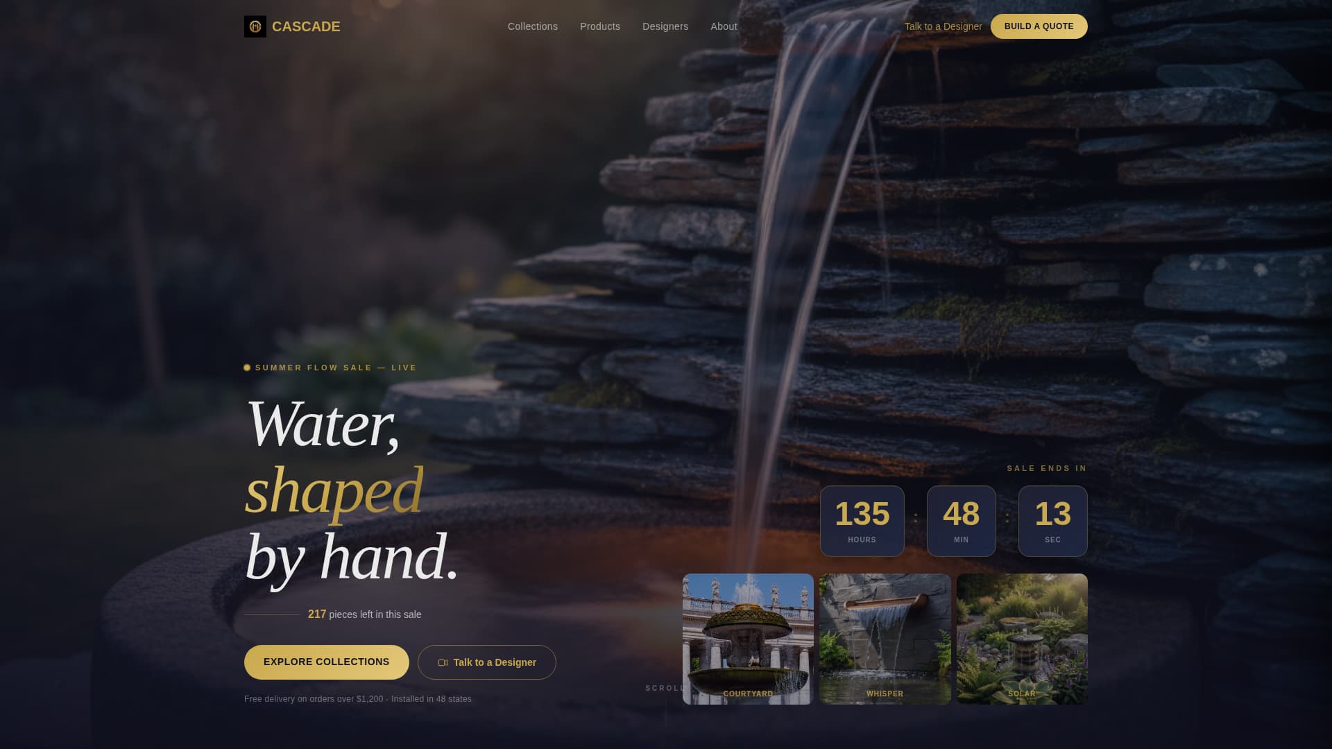 Cascade - Curated Fountain Landing Page Template