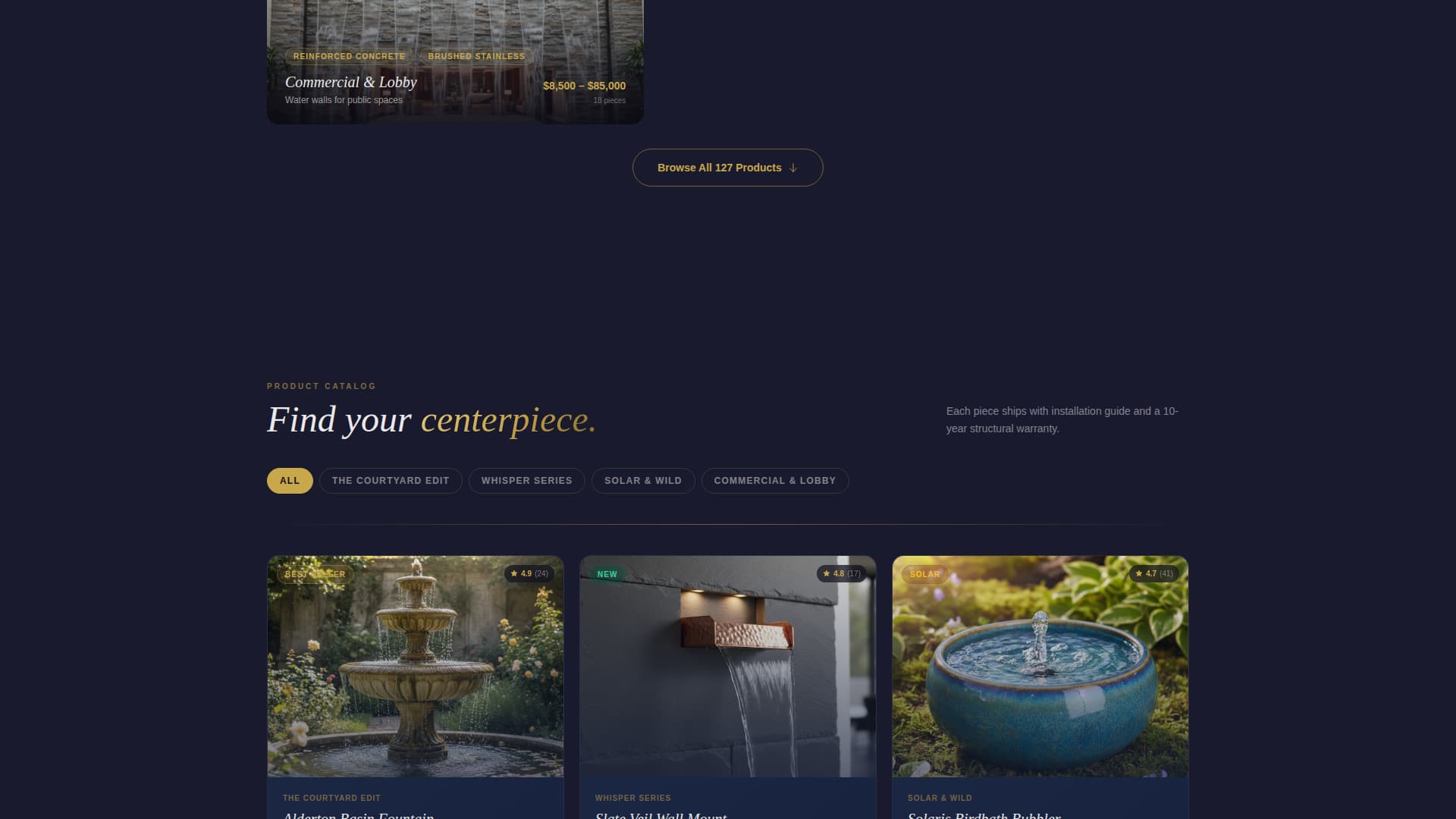 Cascade - Curated Fountain Landing Page Template