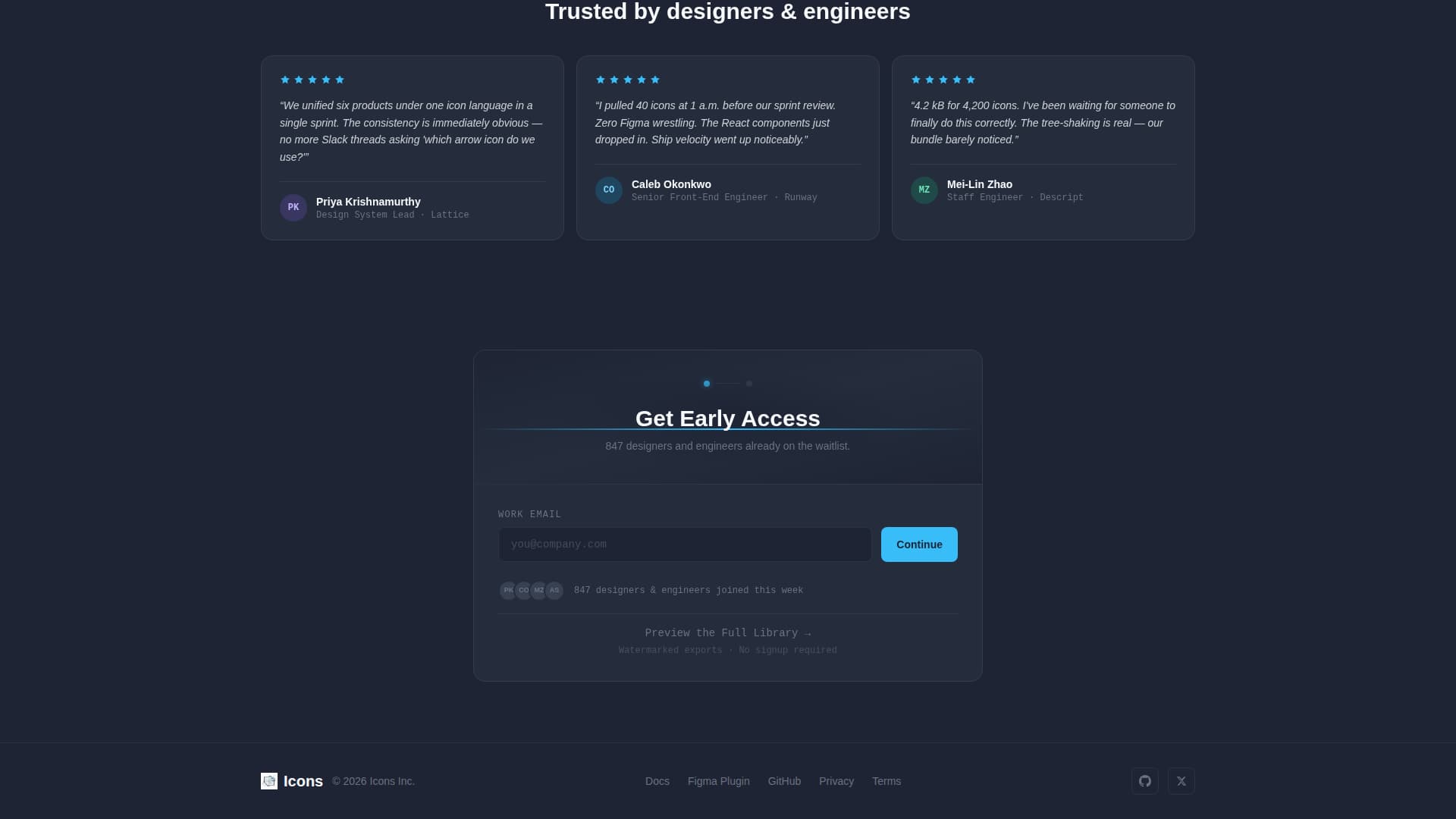 Iconvault - Searchable Designsystem Landing Page Template