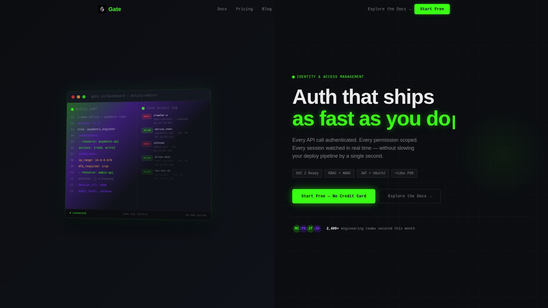 Gate - Powerful Identity Landing Page Template