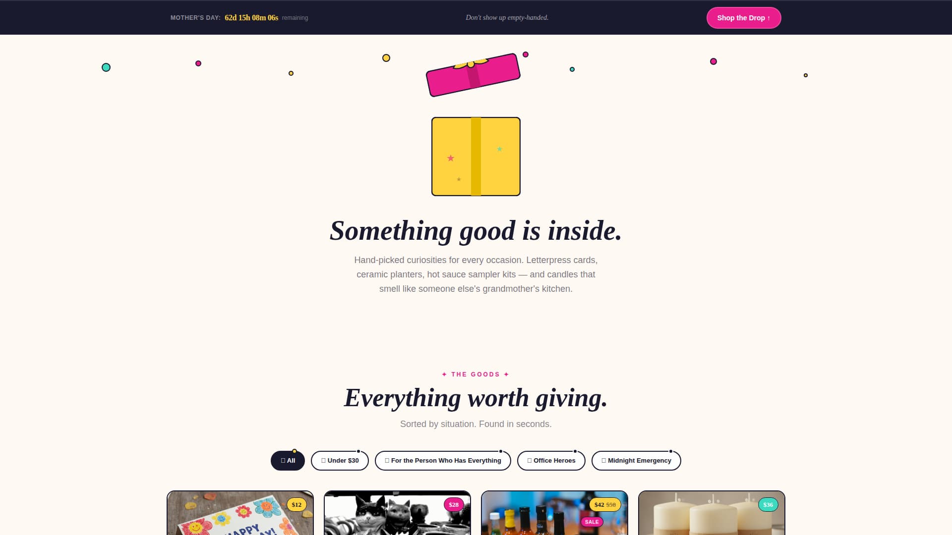 Unwrap - Irresistible Giftshop Landing Page Template