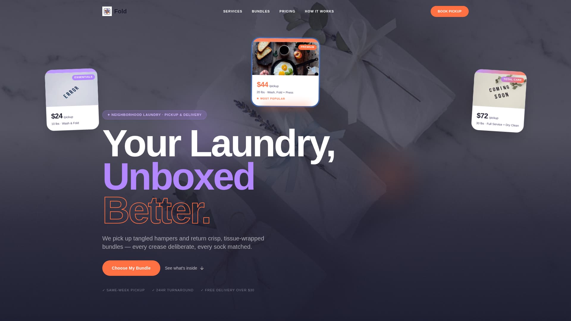 Fold - Unboxing Fullservice Landing Page Template