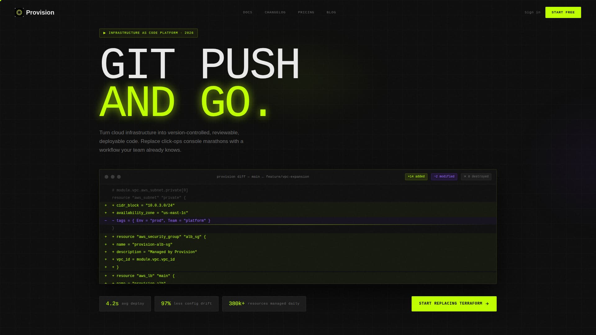 Provision - Highvelocity Infrastructure Landing Page Template