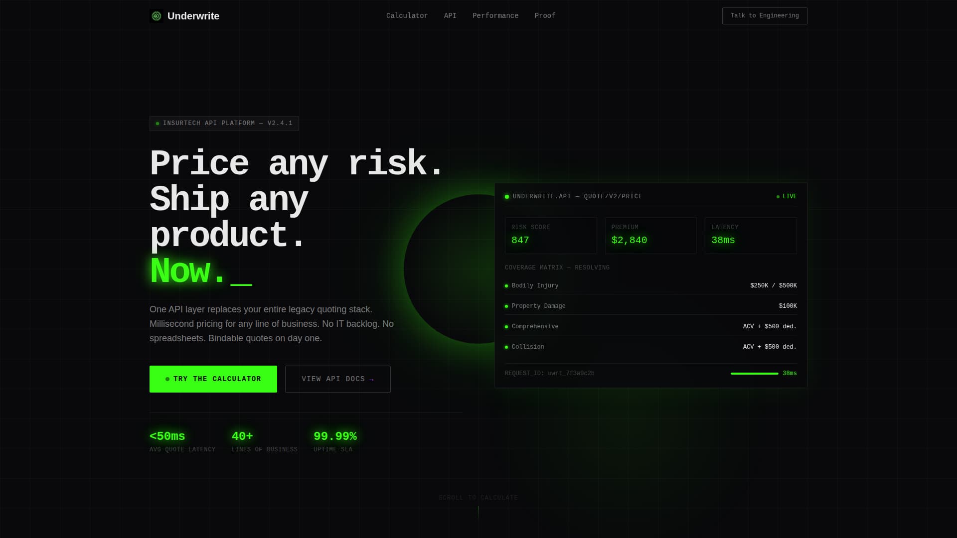 Underwrite - Instant Insurtech Landing Page Template