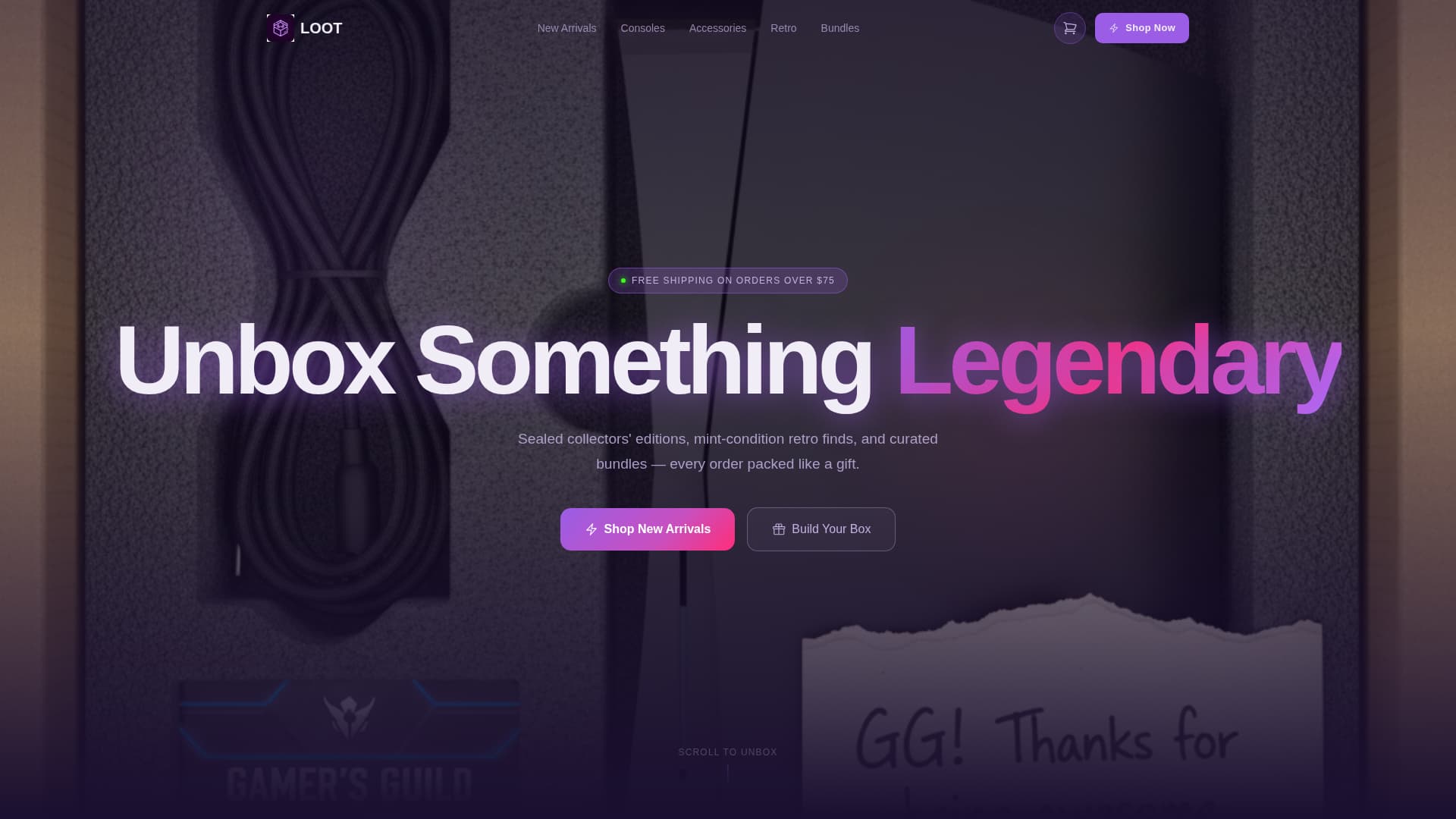 Loot - Immersive Gaming Landing Page Template