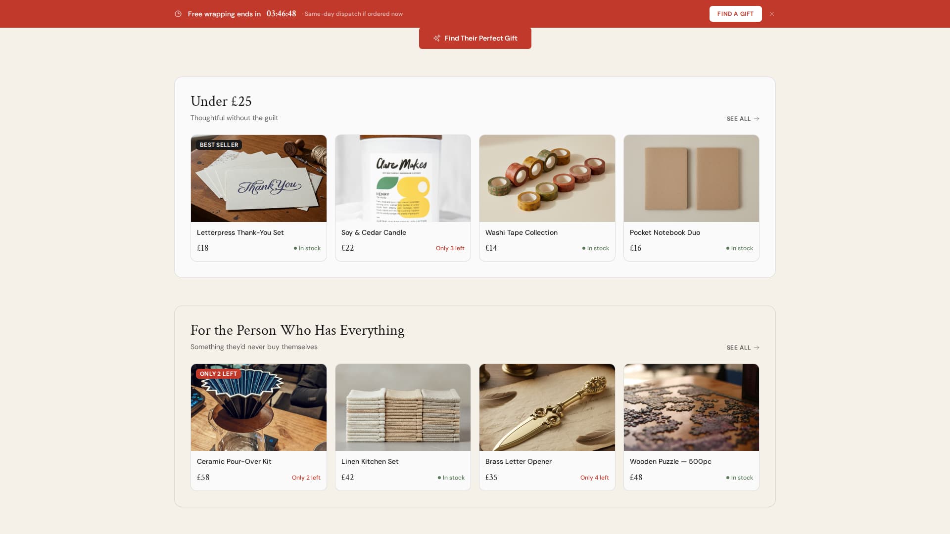 Curate - Handcrafted Giftshop Landing Page Template