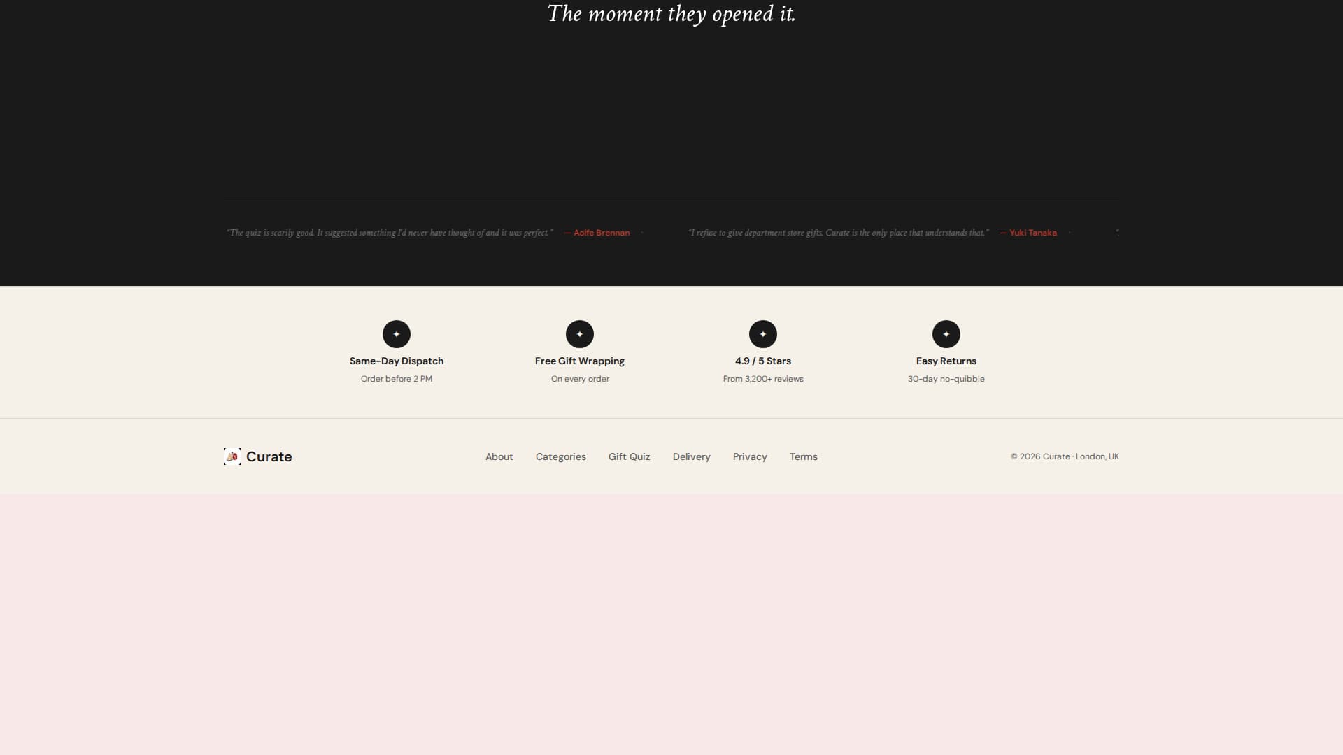 Curate - Handcrafted Giftshop Landing Page Template