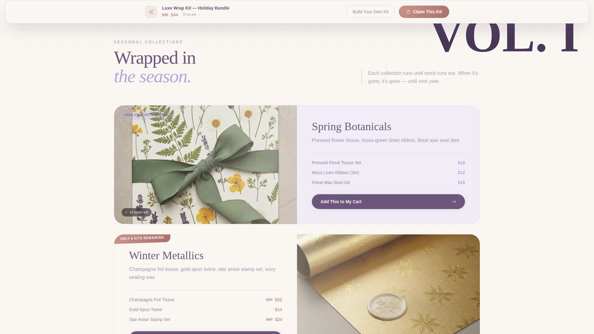 Gift Wrapping & Packaging Store Portfolio Website Template