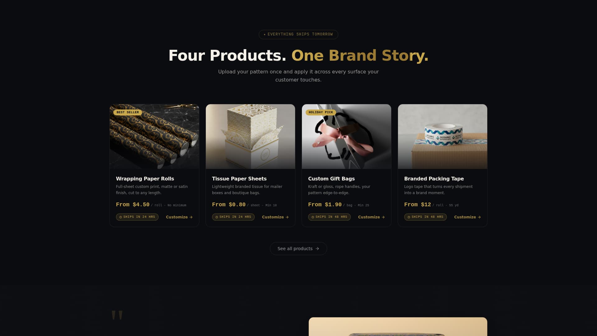 Gift Wrapping & Packaging Store Pricing Website Template
