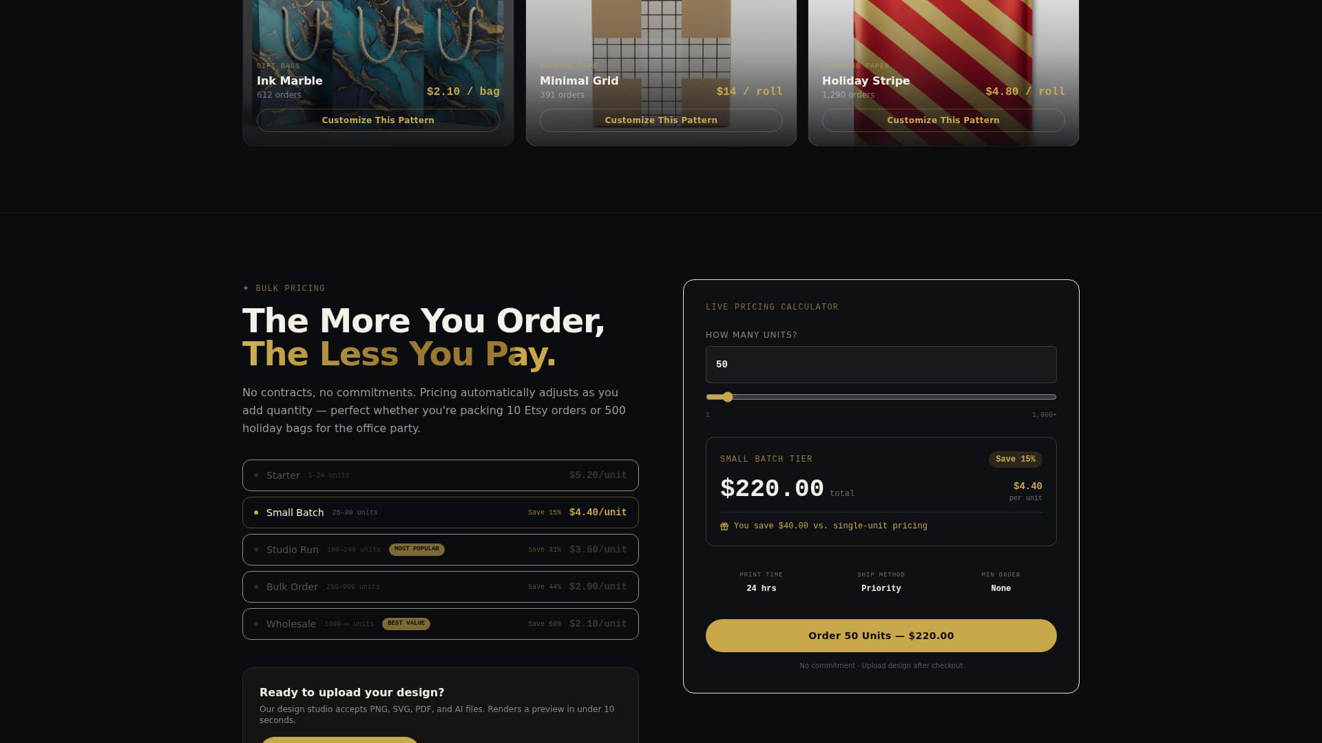 Gift Wrapping & Packaging Store Pricing Website Template