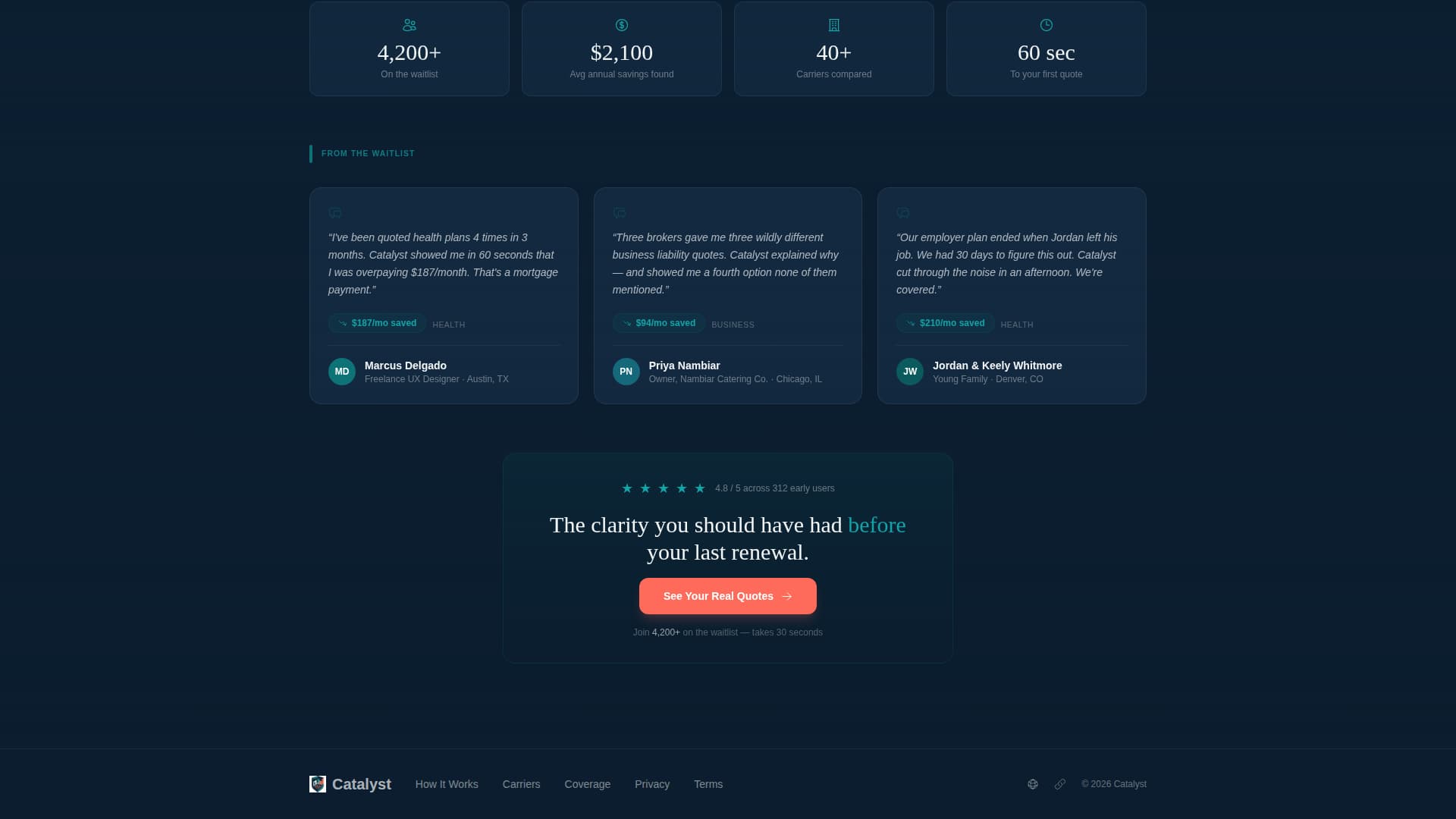 Catalyst - Transparent Insurtech Landing Page Template