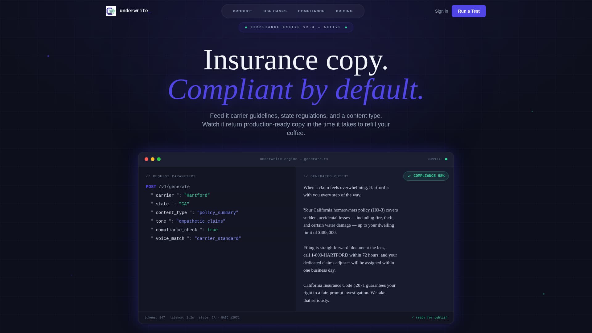 Underwrite - Compliant Insurance Landing Page Template