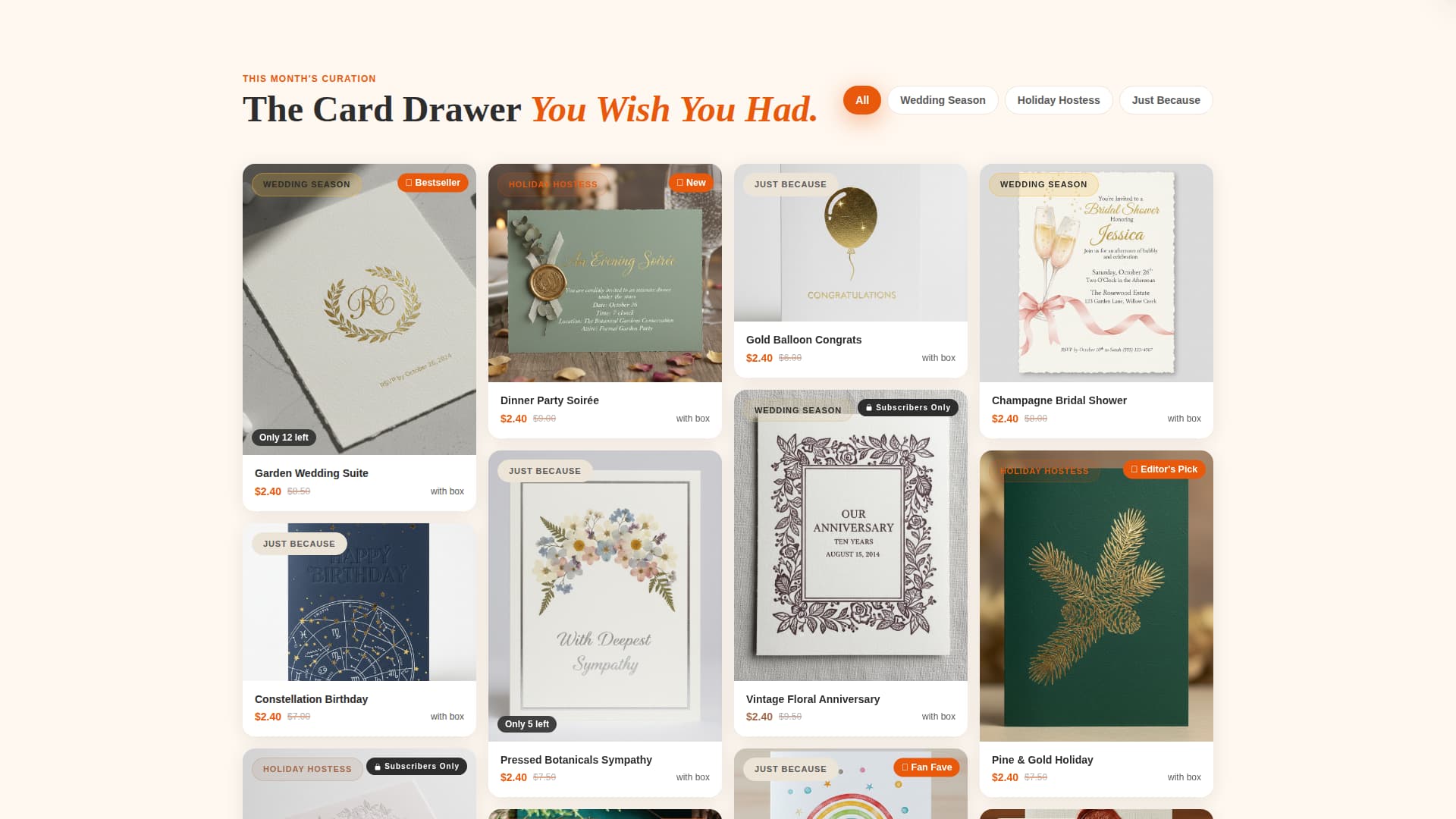 Greeting Cards & Invitations Store Specialist Professional Website Template