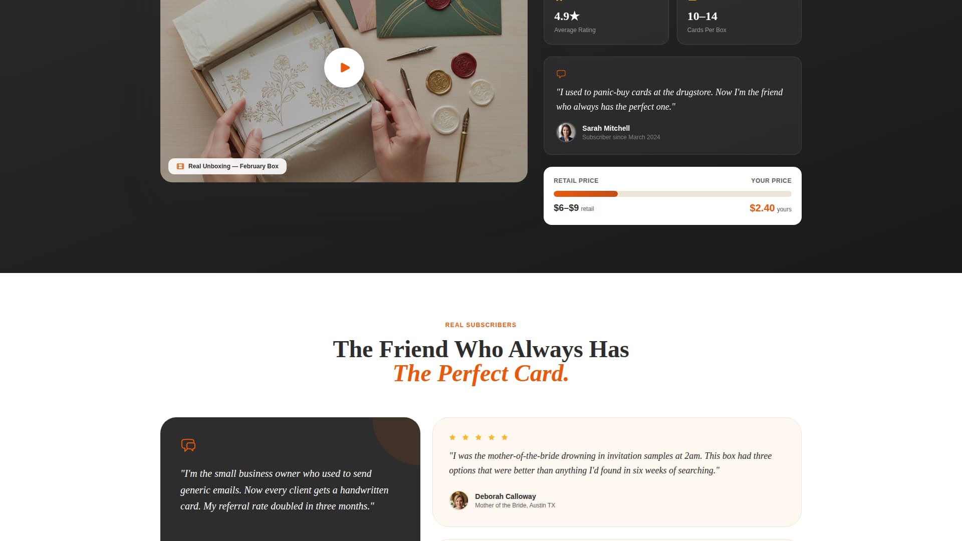 Greeting Cards & Invitations Store Specialist Professional Website Template