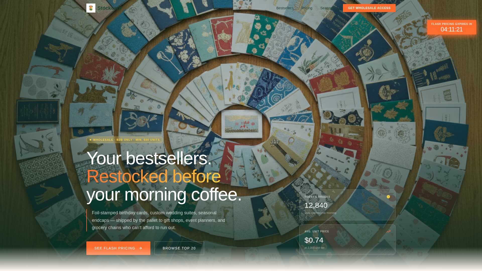 Stockcard - Vivid Wholesale Landing Page Template
