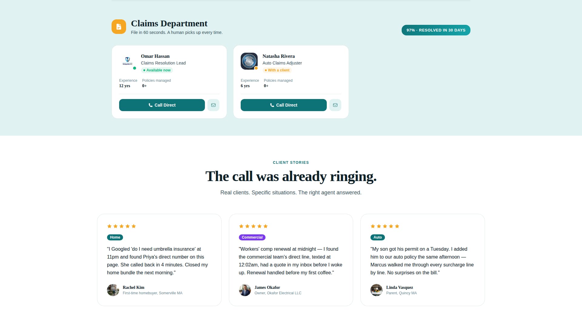 Insurance Agency Multi-Department Agent Finder Website Template