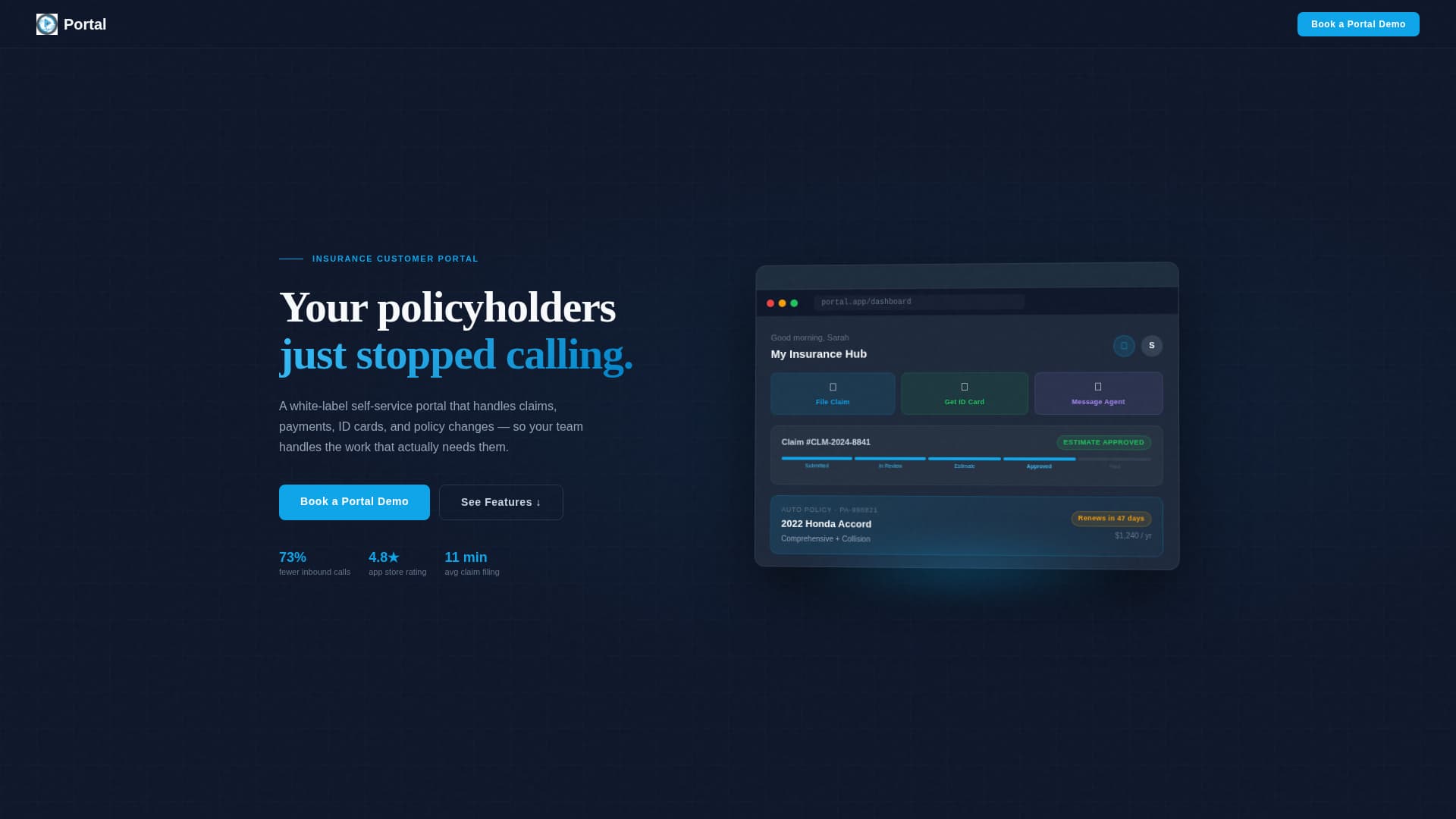 Portal - Frictionless Insurance Landing Page Template