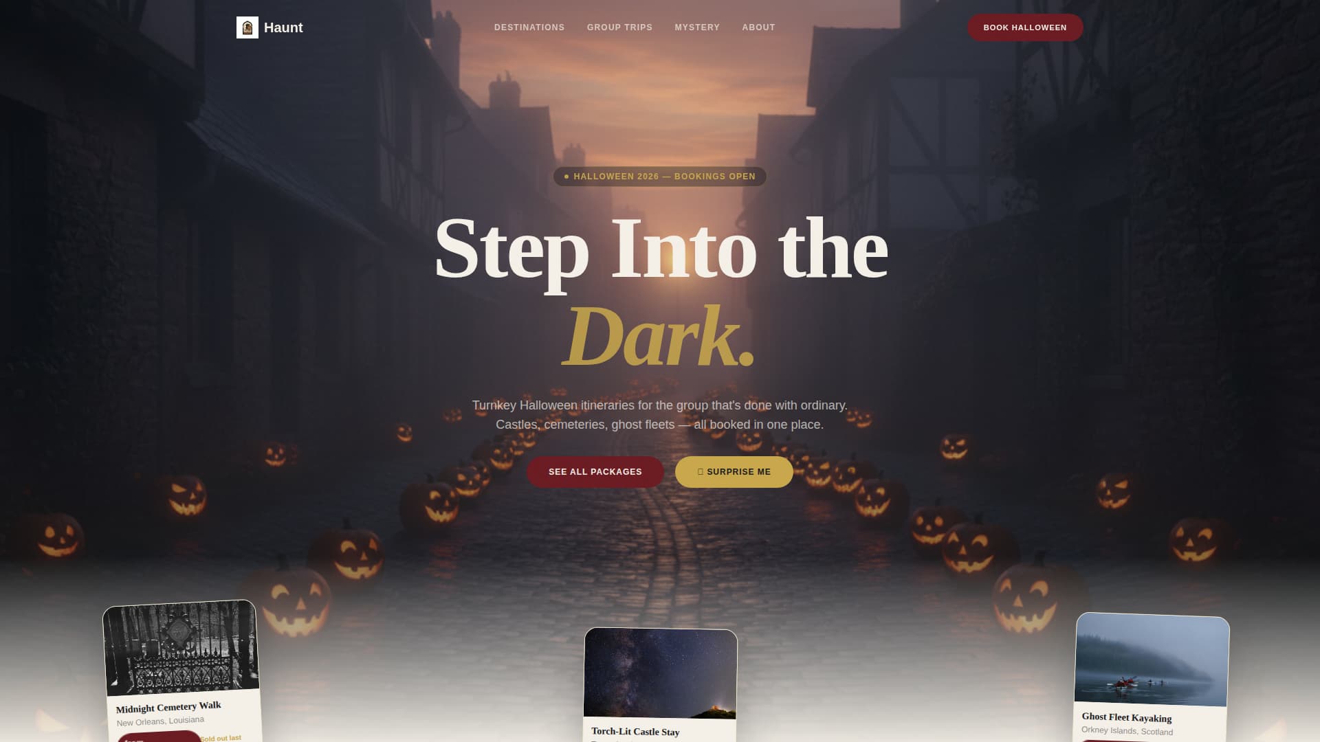 Haunt - Spinetingling Travel Landing Page Template