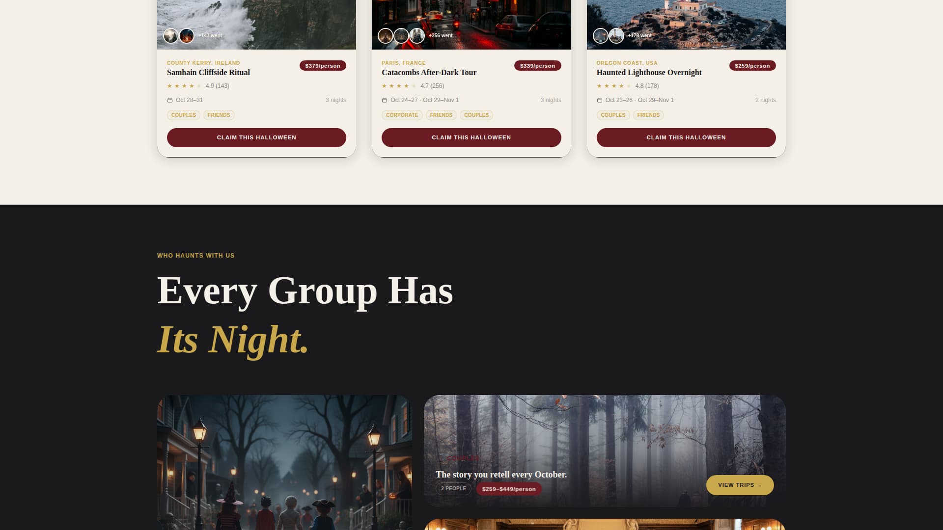 Haunt - Spinetingling Travel Landing Page Template