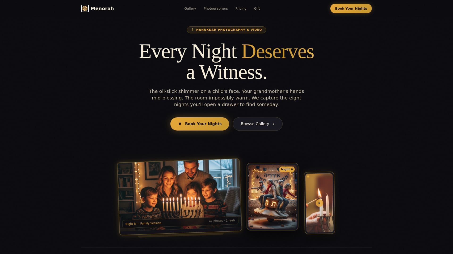 Menorah - Radiant Photography Landing Page Template