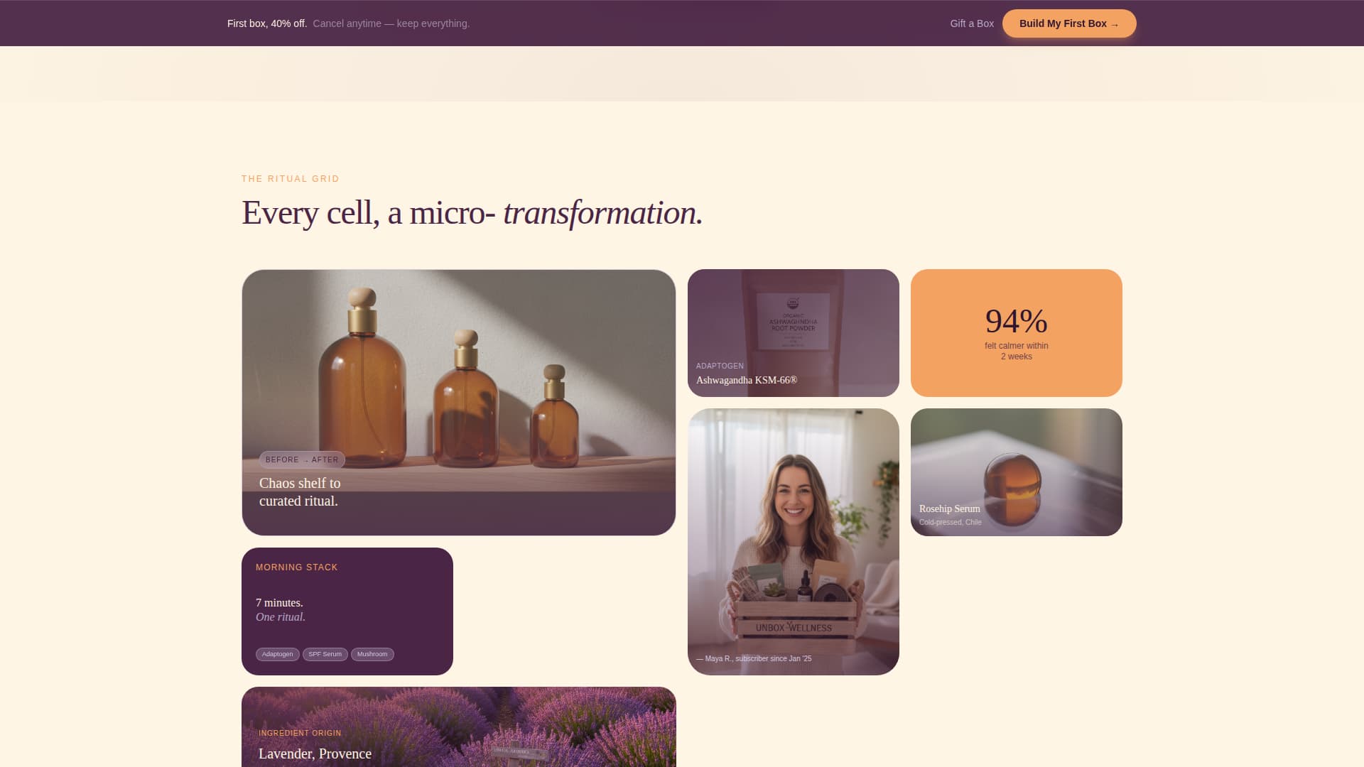 Unbox - Curated Wellness Landing Page Template